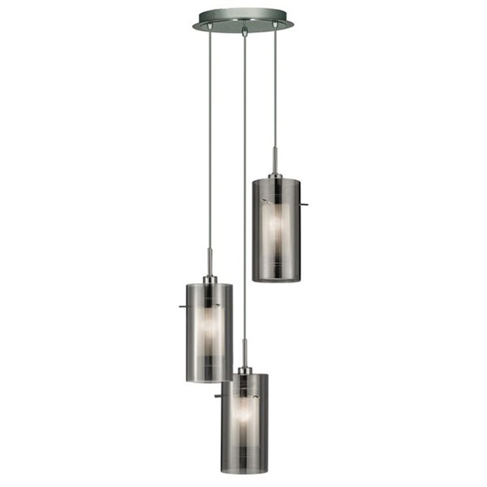 Riippuvalaisin Duo 2 savulasi/kromi pyöreä 3-lamp.