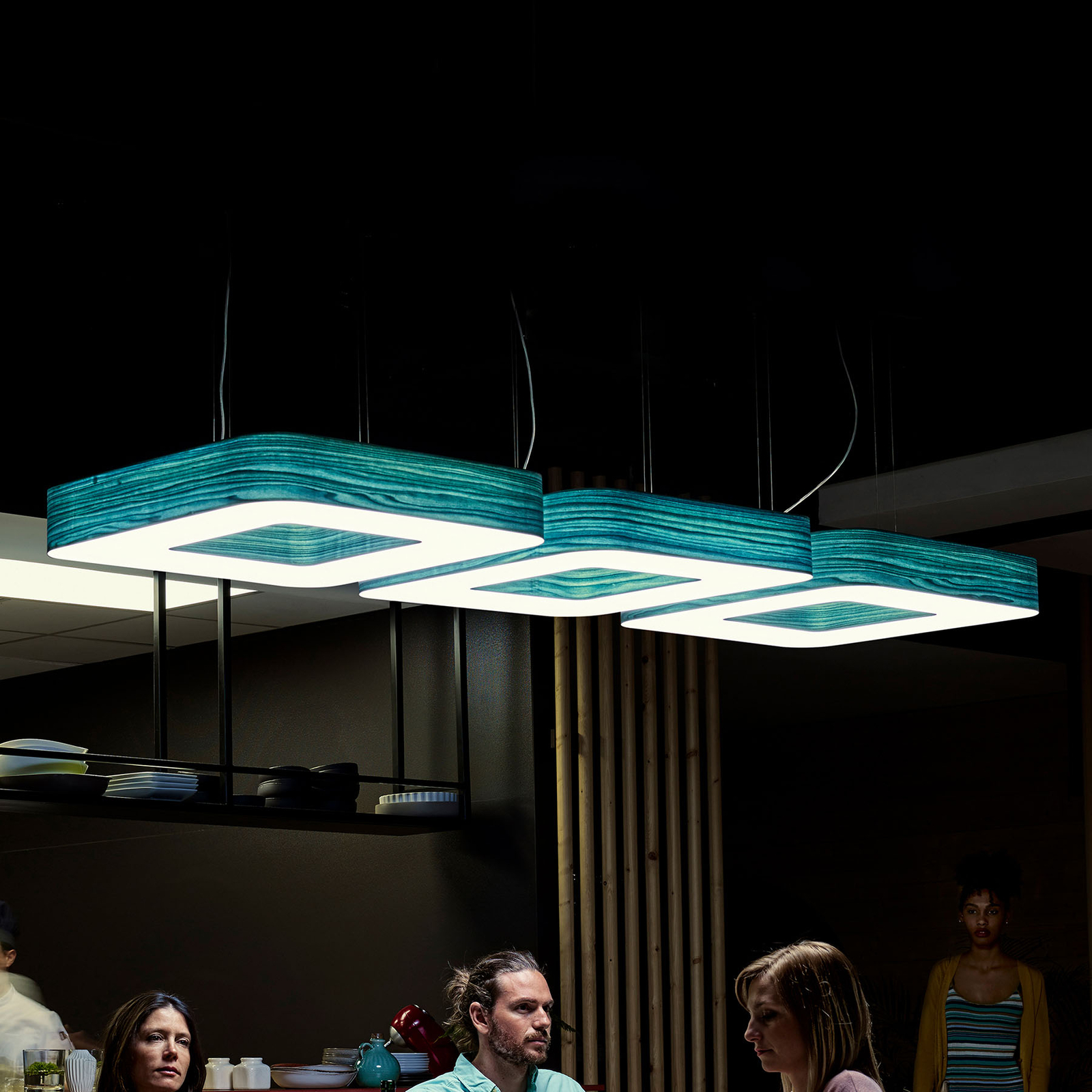 LZF Cuad -LED-riippuvalaisin 0–10 V, turkoosi