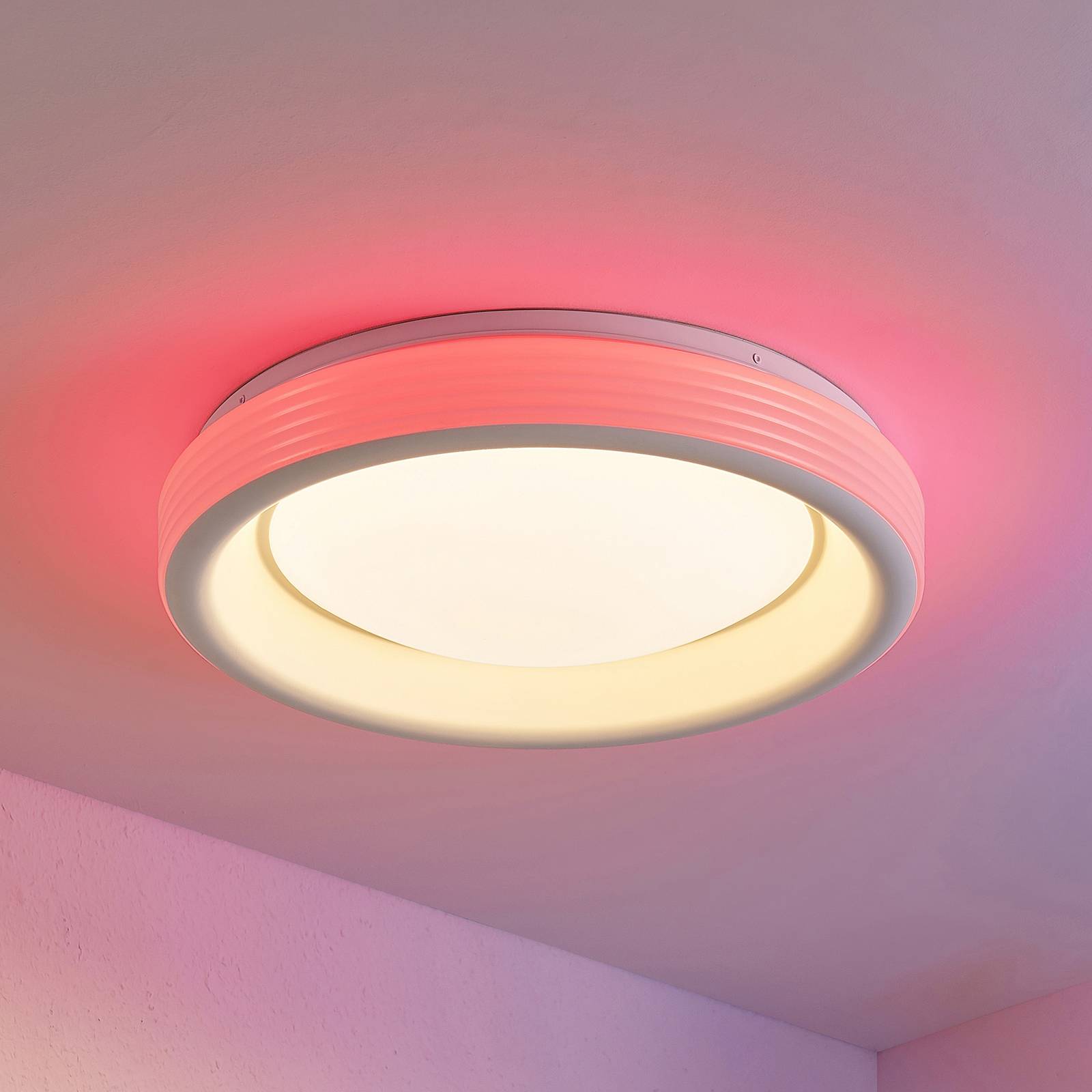 Lindby Inarum-LED-kattovalaisin RGB CCT, himmennys