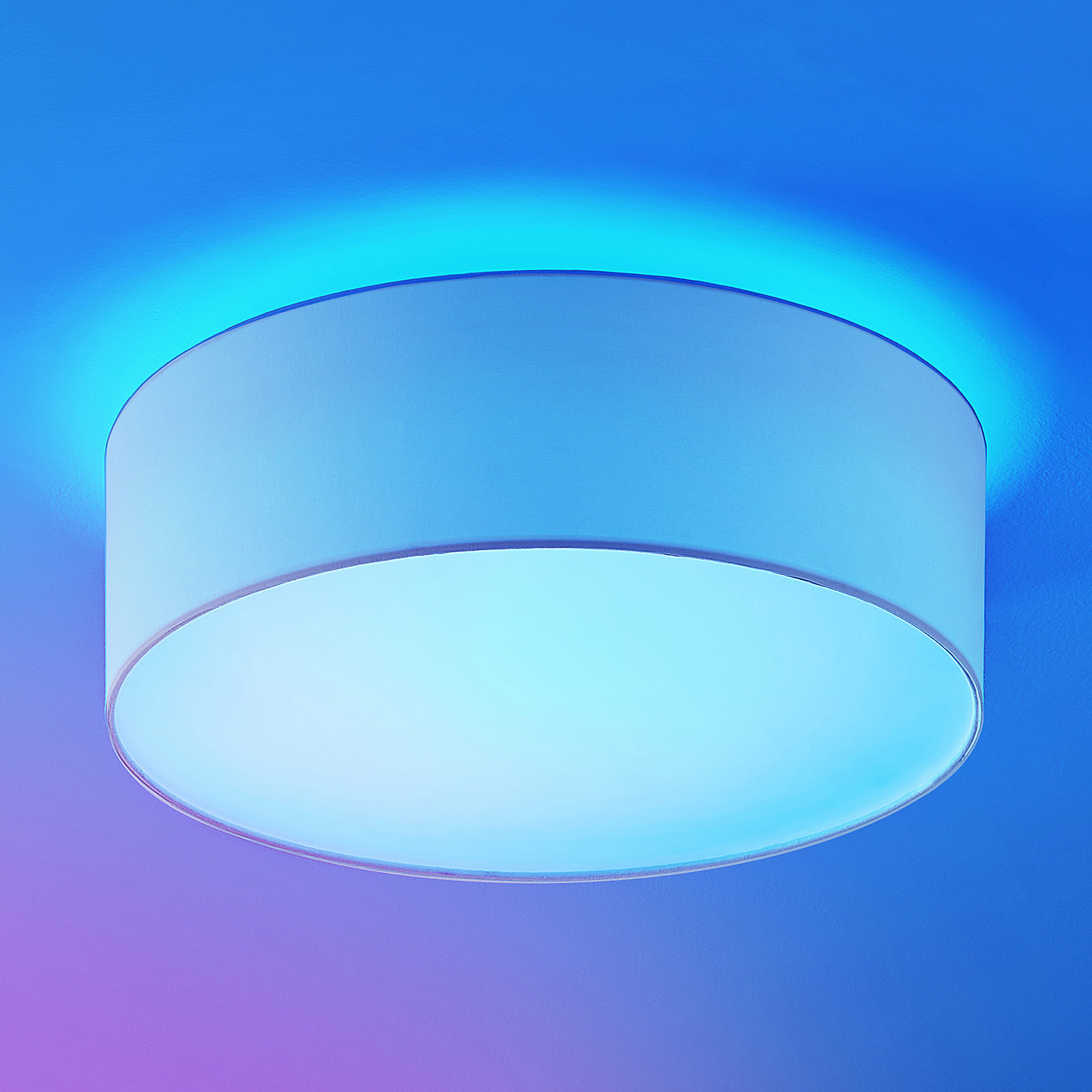 Lindby Finnek RGB-LED-kattovalo, kangasvarjostin