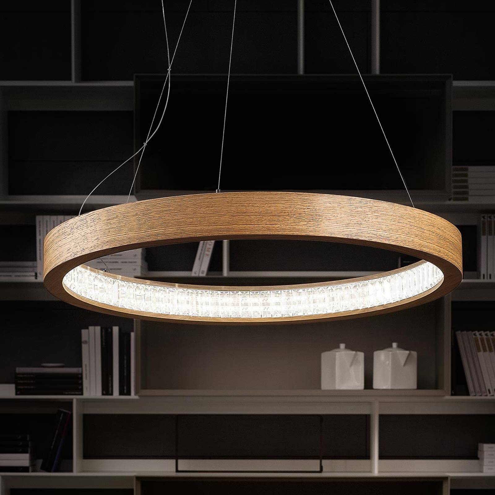 Luonnollinen LED-riippuvalaisin Libe Round, 90 cm