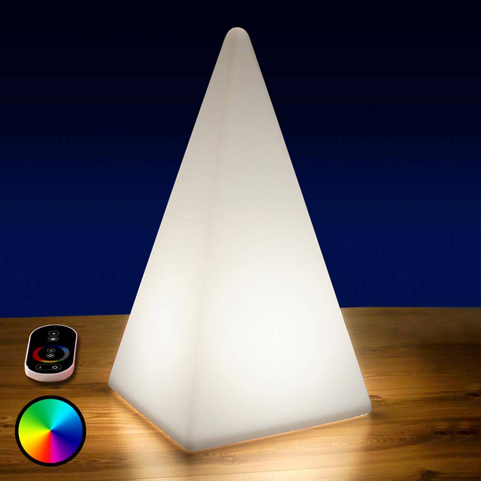Akkukäyttöinen RGB-LED-pyramidi, 54 cm