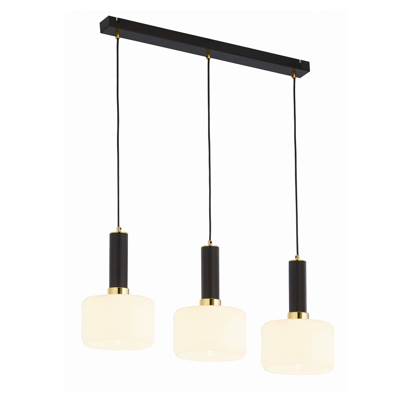 Riippuvalo Viva, opaali/musta/messkinki, 3 lamp.