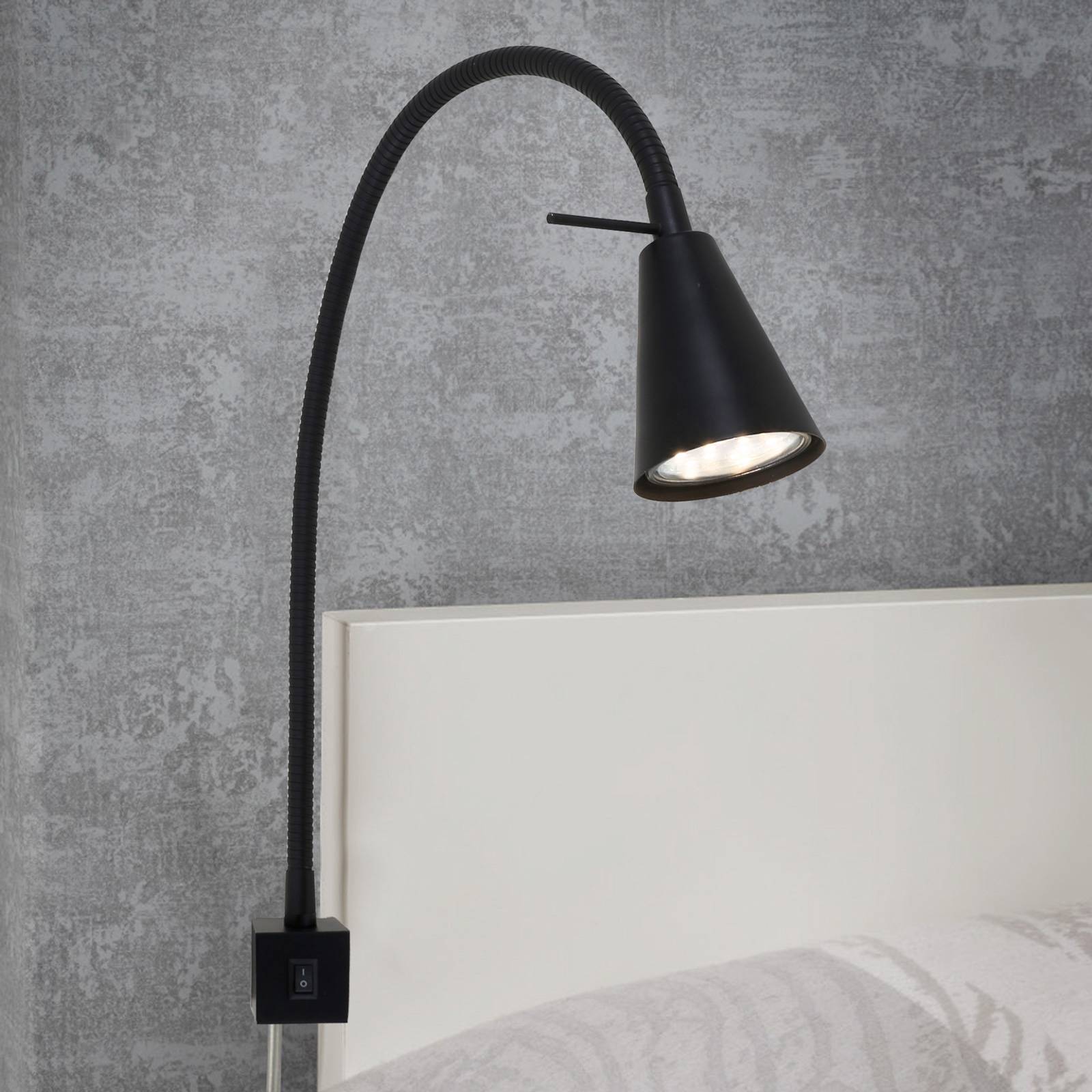 2080-LED-seinävalo, asennus sängynreunaan, musta