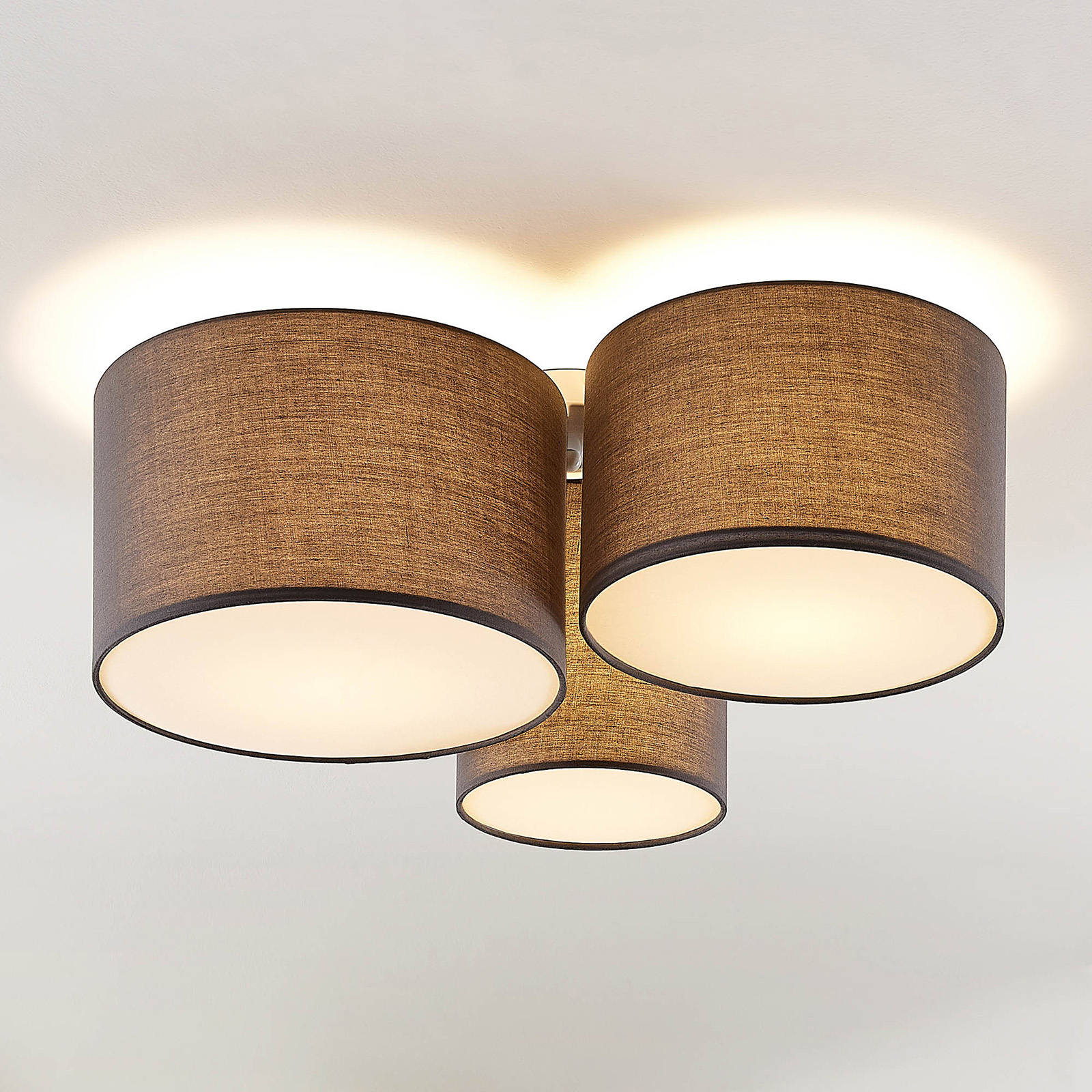 Lindby Laurenz -kattovalaisin, 3-lamp., harmaa