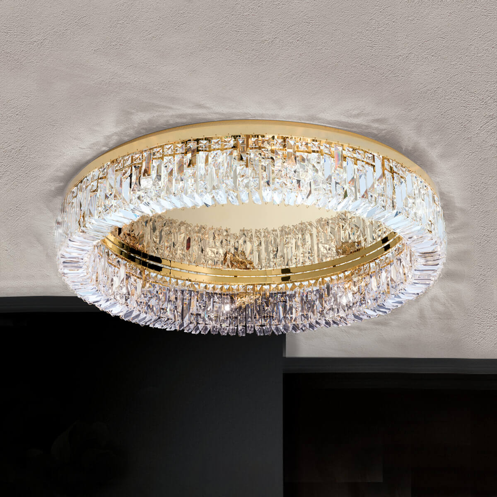 Ring-kristallikattolamppu 75 cm
