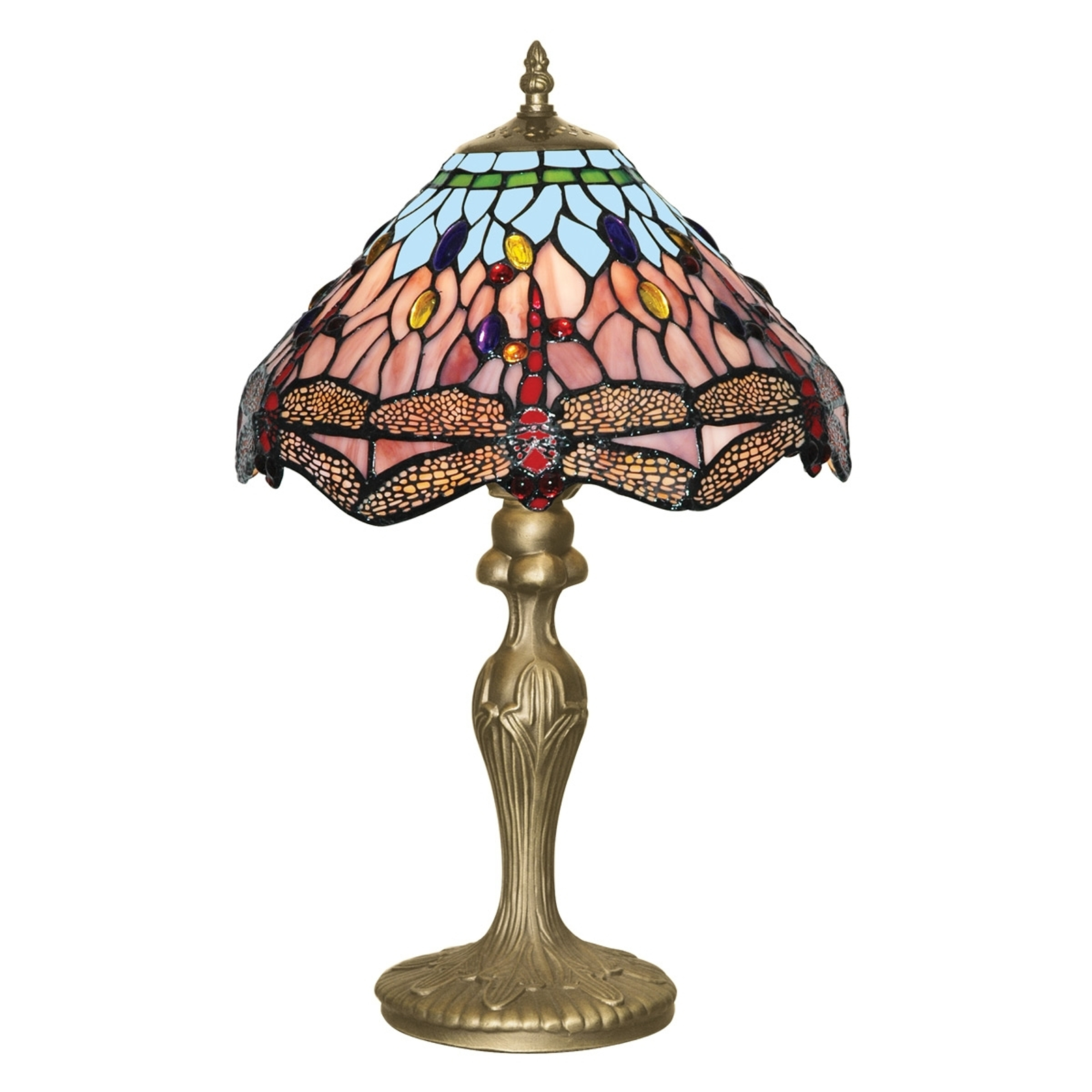 Lumoava Tiffany-tyylinen DRAGONFLY-pöytävalaisin