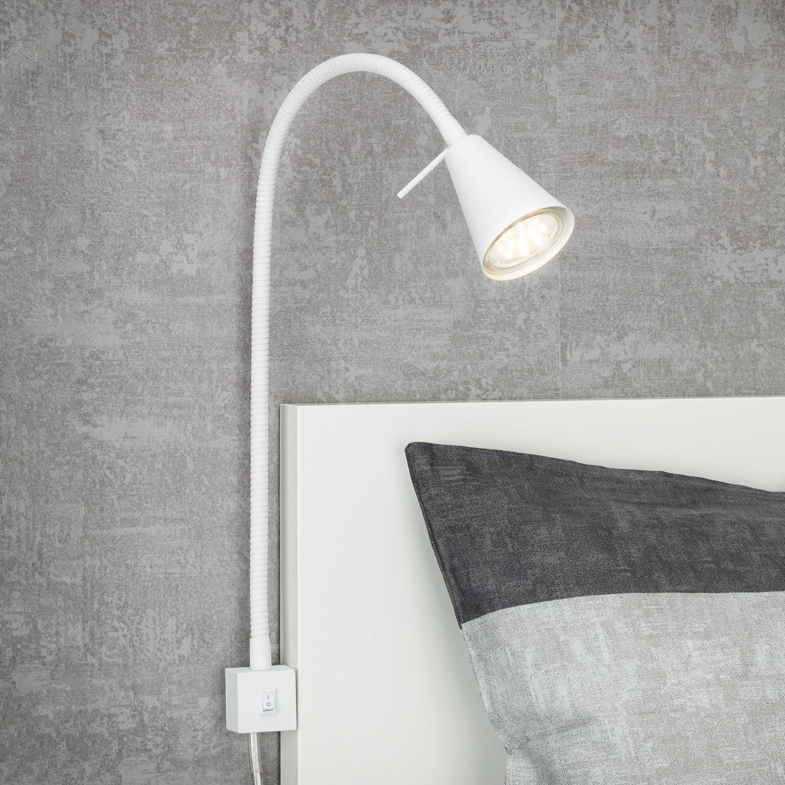 2080-LED-seinävalo asennus sängynreunaan valkoinen