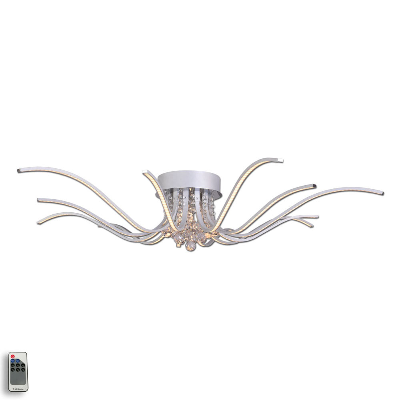 LED-kattovalaisin Lumenos, kristalli, alumiini