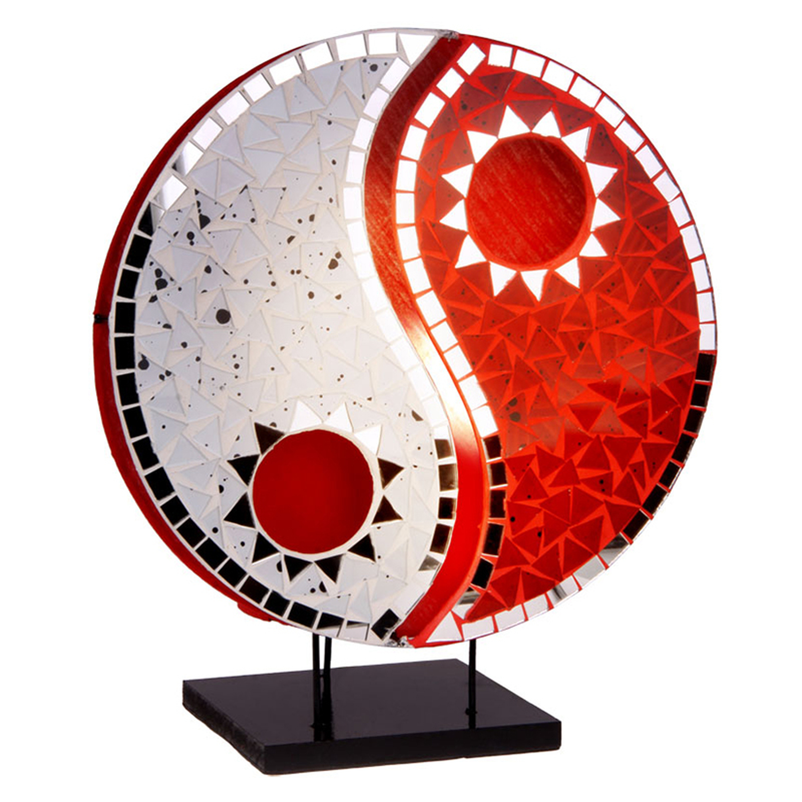 Pöytälamppu Ying Yang mosaiikkipeilikiviä punainen