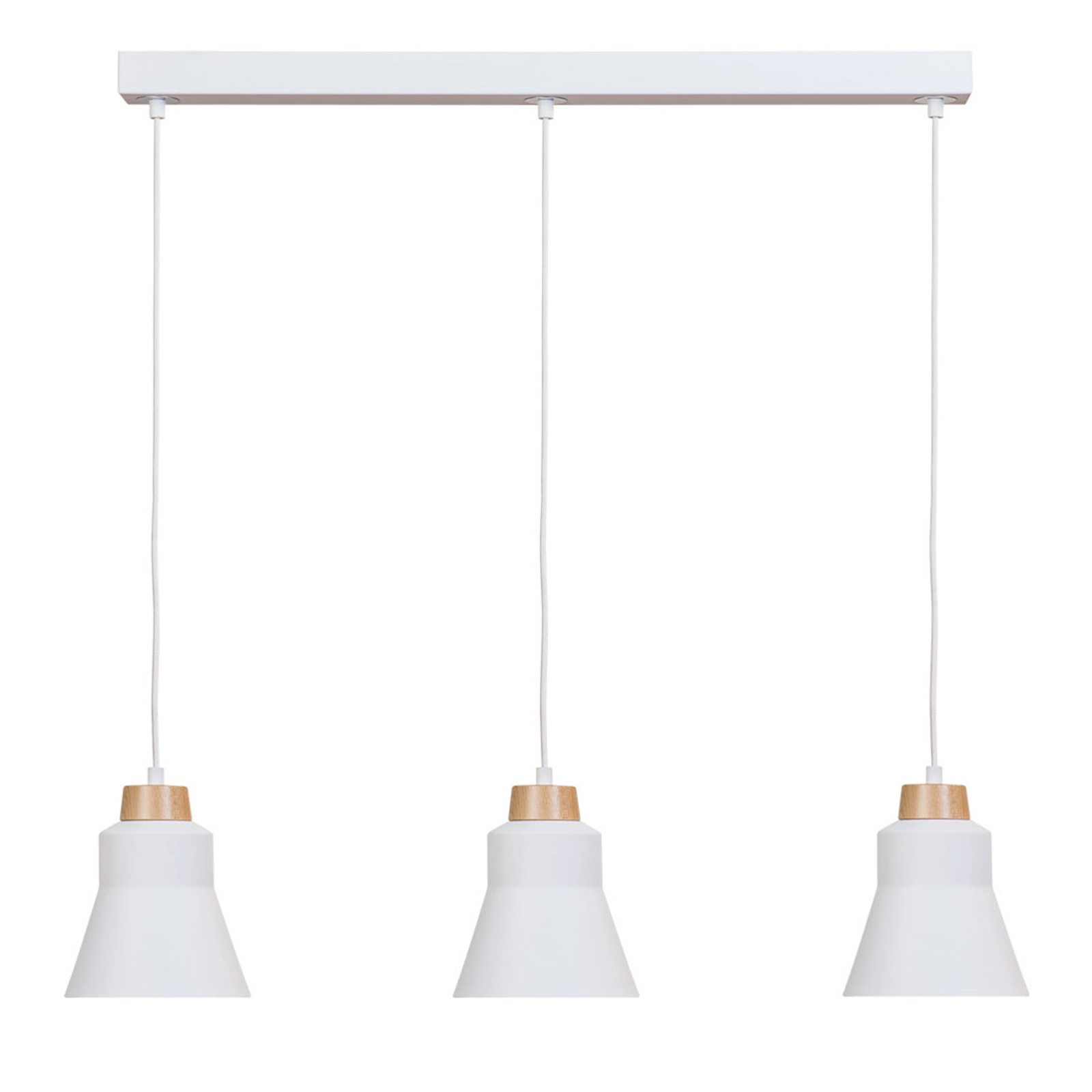 Riippuvalo Wood, 3-lamppuinen, valkoinen