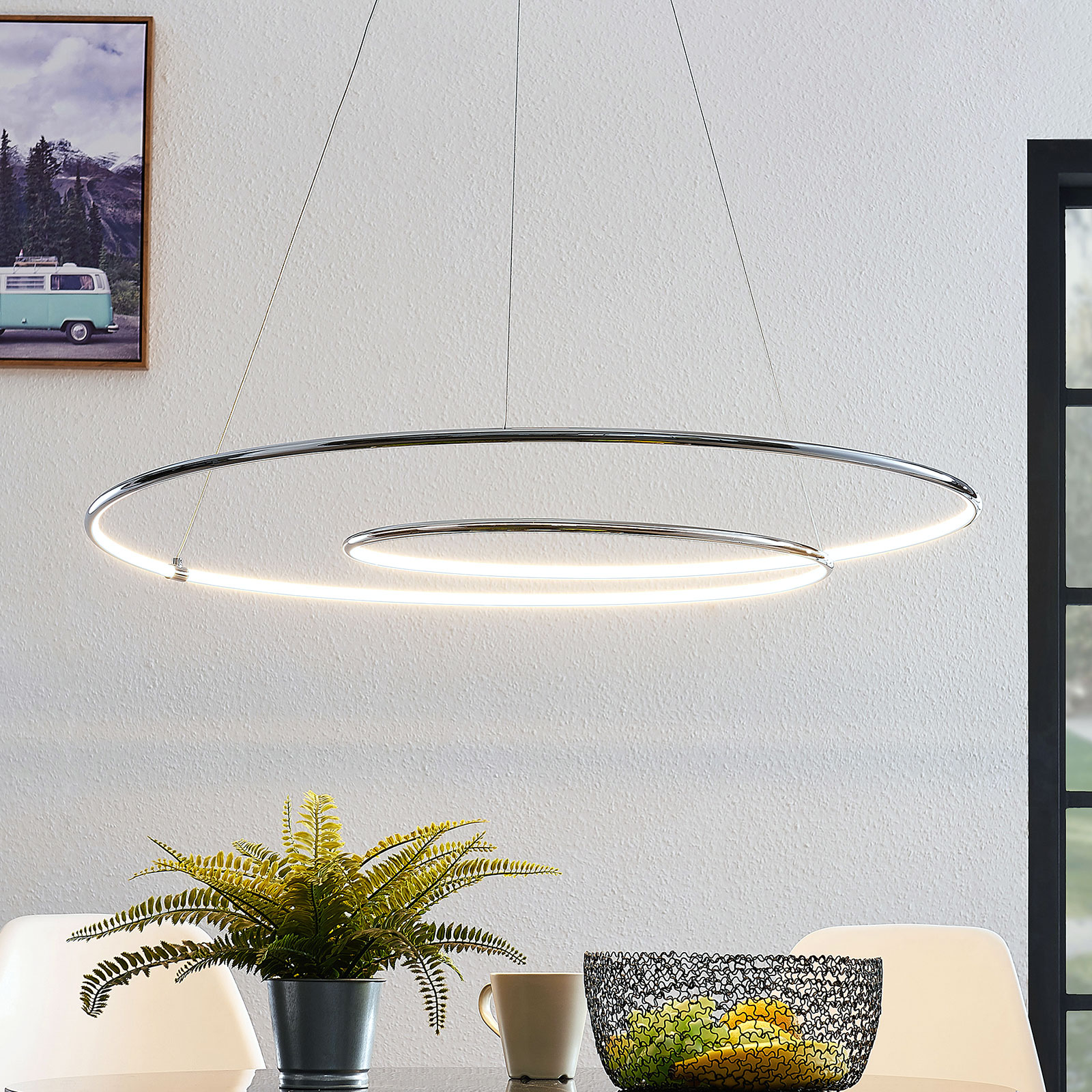 Lindby Lucy LED-riippuvalaisin, 90 cm, kromi