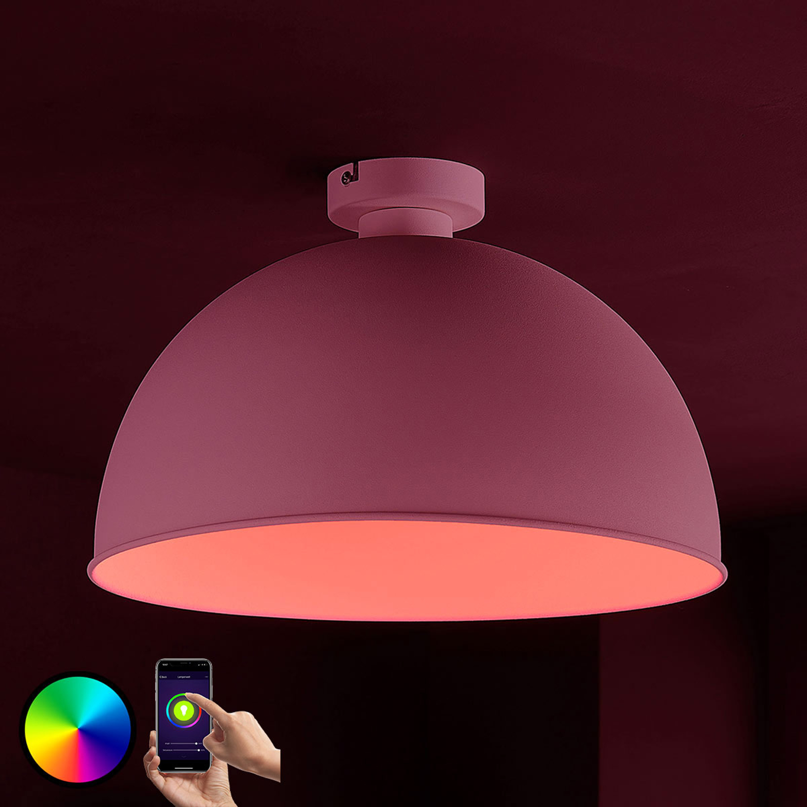 Lindby Smart LED-kattovalaisin Bowl 41 cm valk.