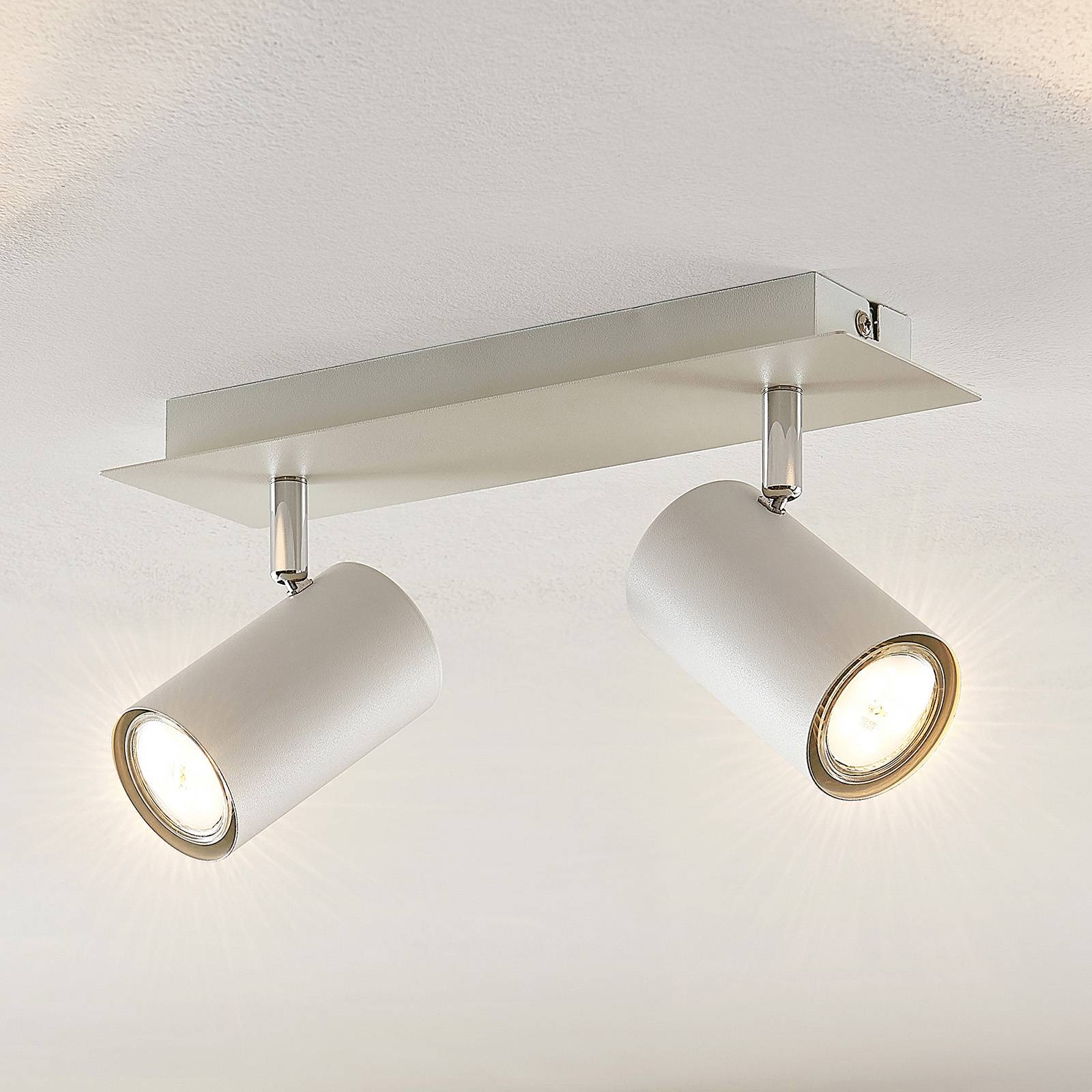 Lindby Joffrey -kattokohdevalo, 2-lamp., valkoinen