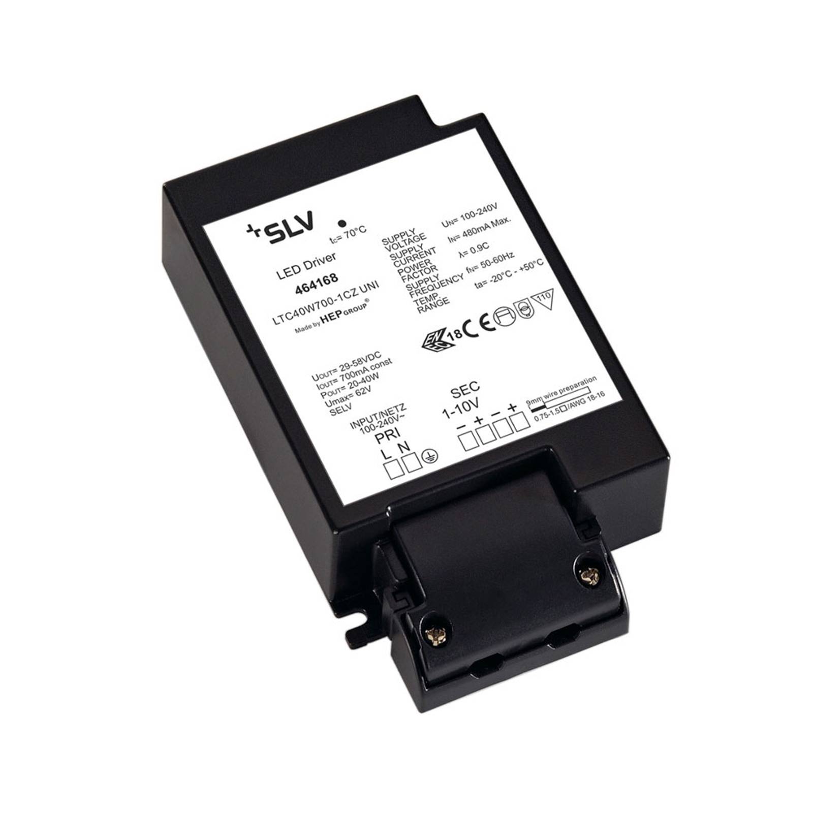 SLV-LED-muuntaja 700 mA / 40 W, vedonpoistolla