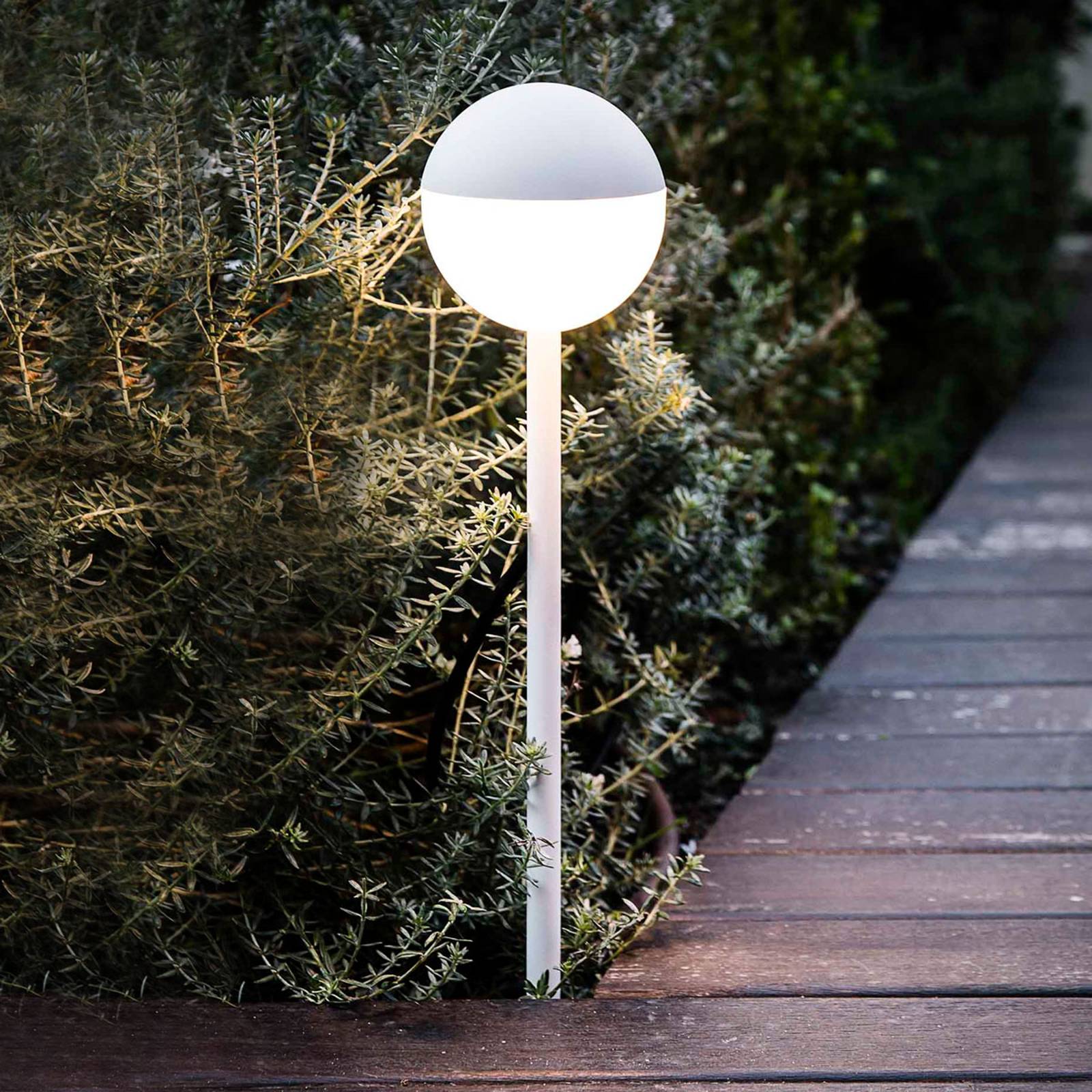 LED-pylväsvalaisin Piccola maapiikillä, valkoinen