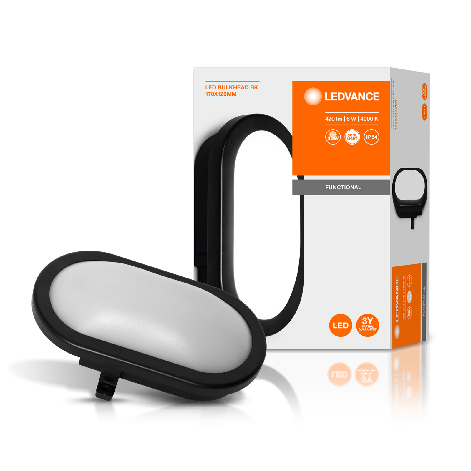 LEDVANCE Bulkhead -LED-ulkoseinälamppu 5,5 W musta