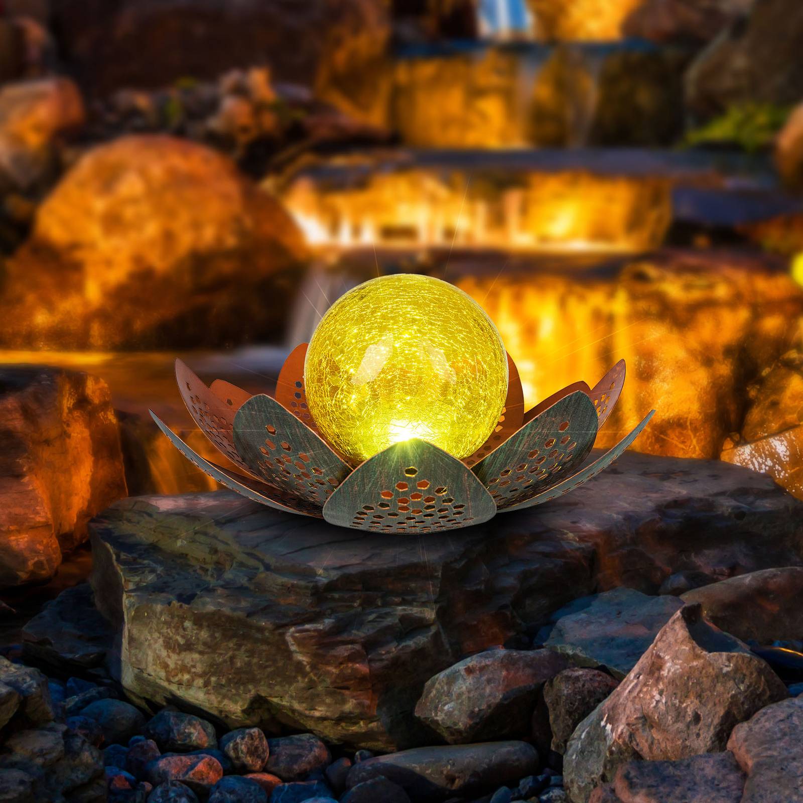 Aurinkokäyttöinen LED-lamppu 33655, kukka, Ø 22 cm