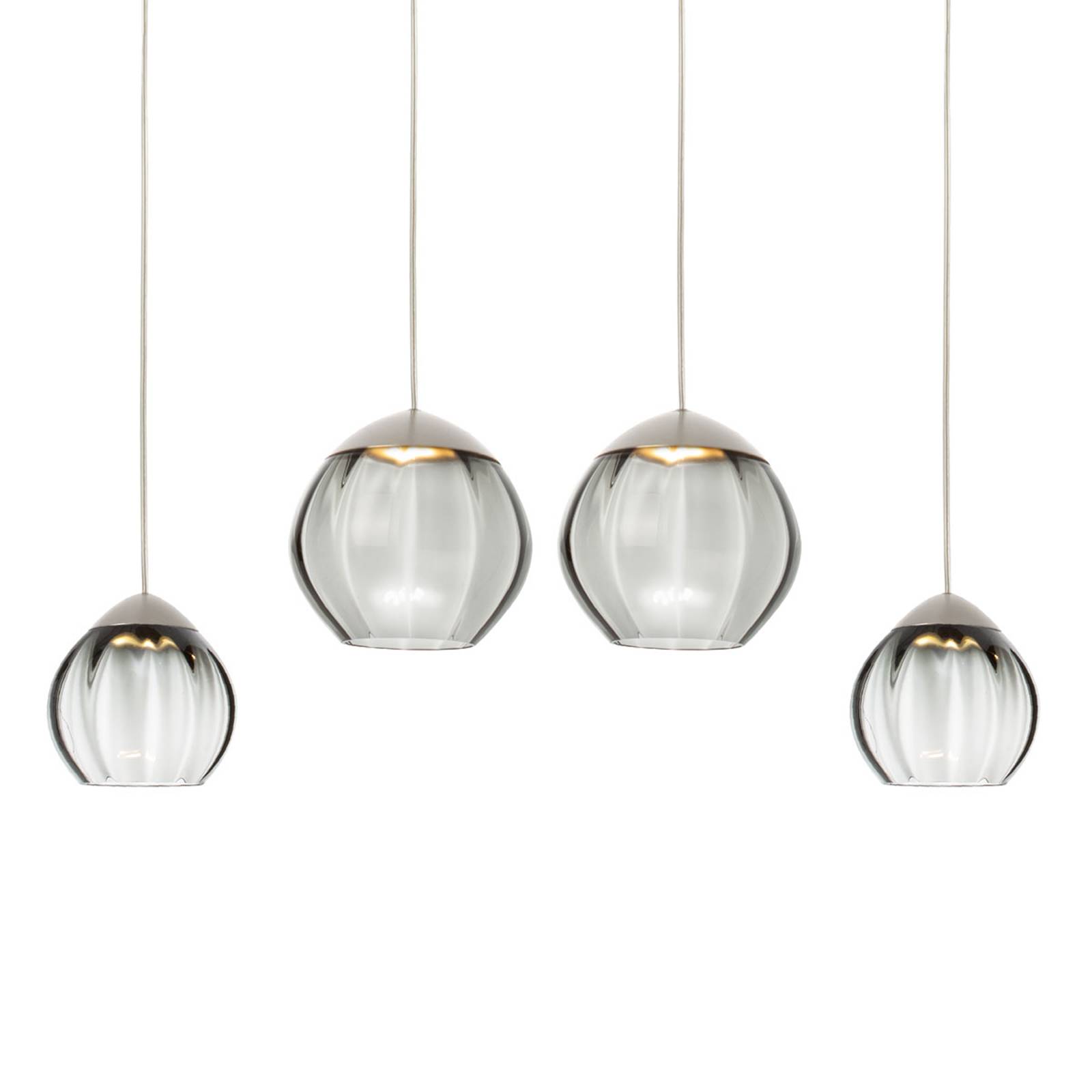 Nelilamppuinen LED-riippuvalaisin Soft, musta lasi
