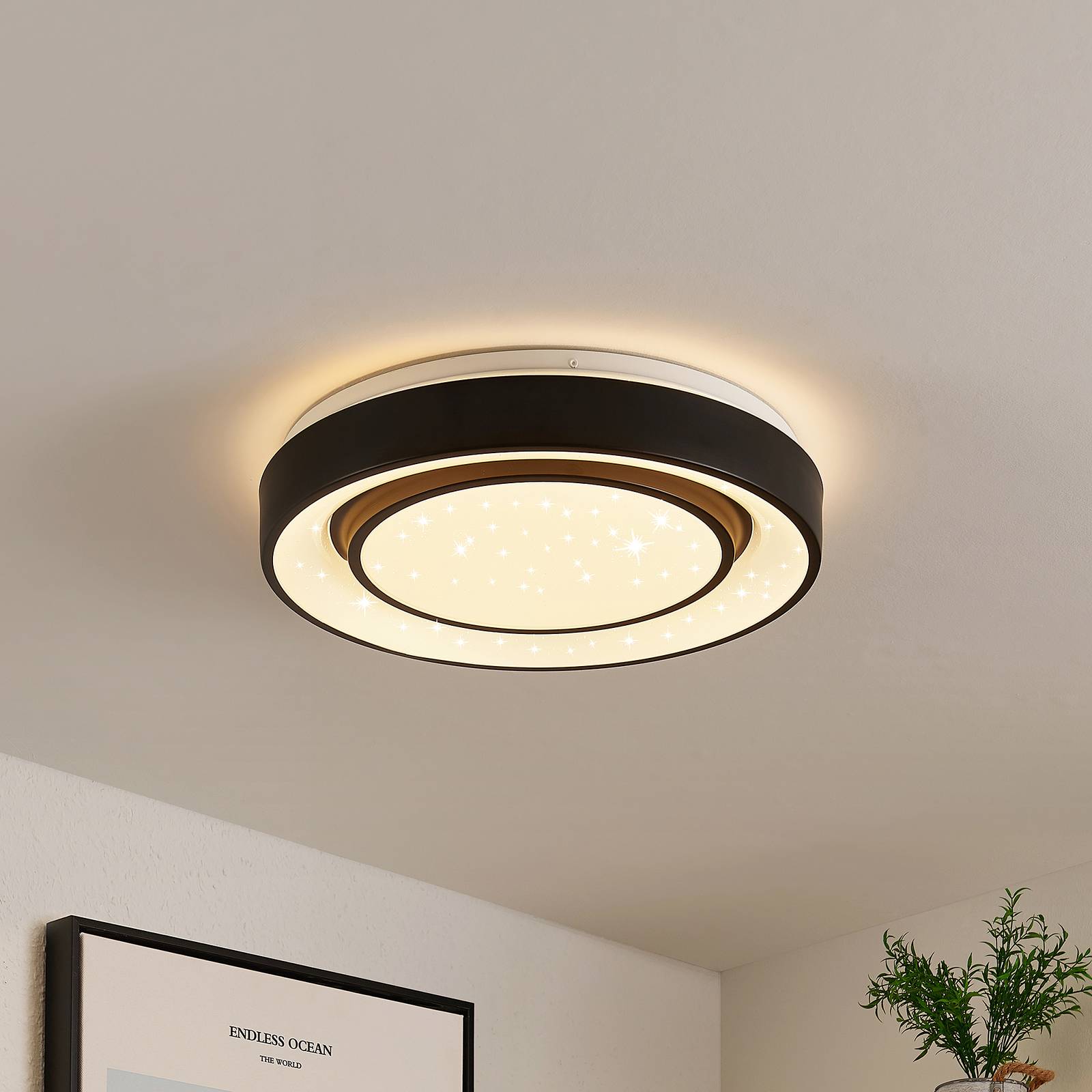 Lindby Gamino -LED-kattovalaisin, RGBW, CCT, 38 cm