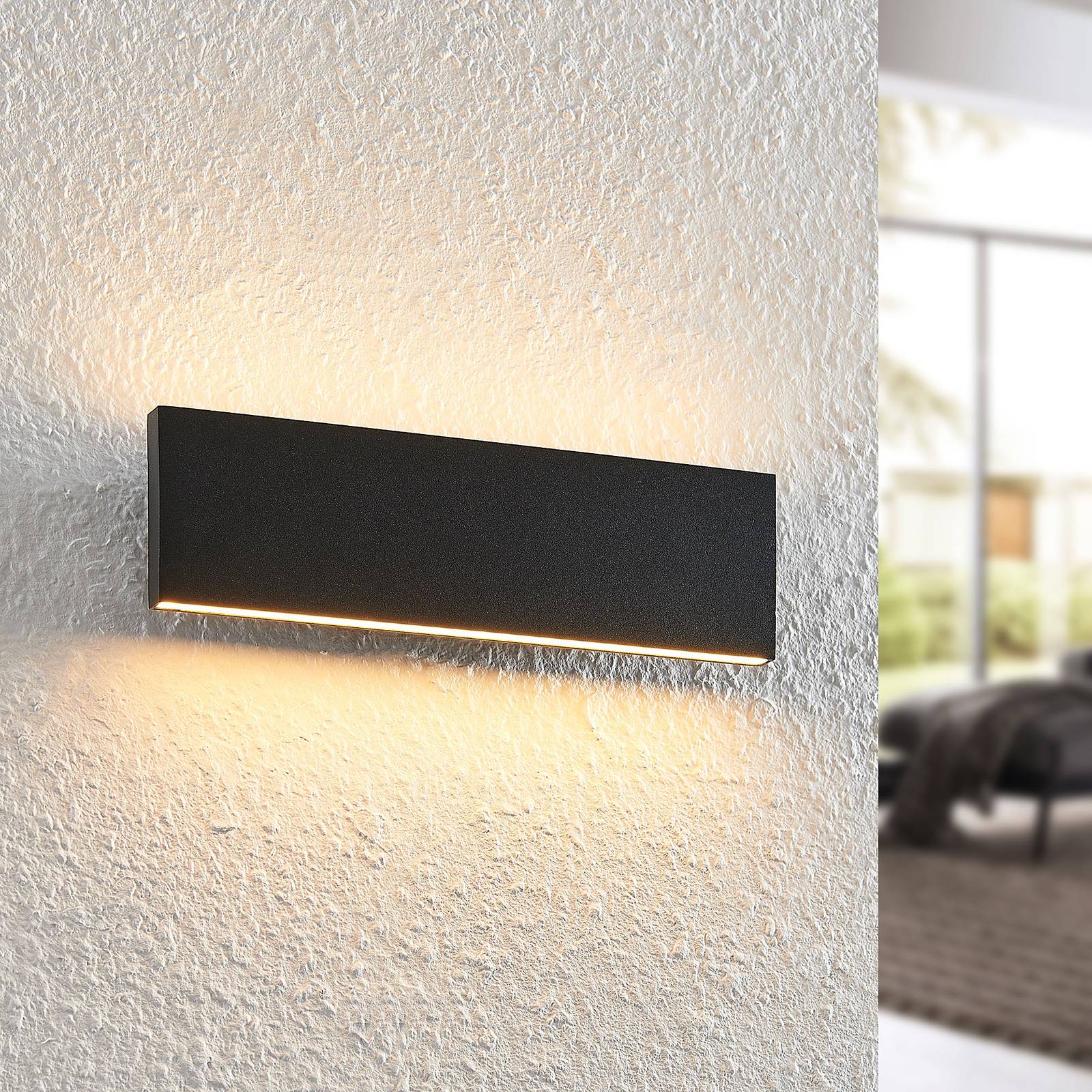 Lindby Ignazia -LED-seinävalaisin, 28 cm, musta