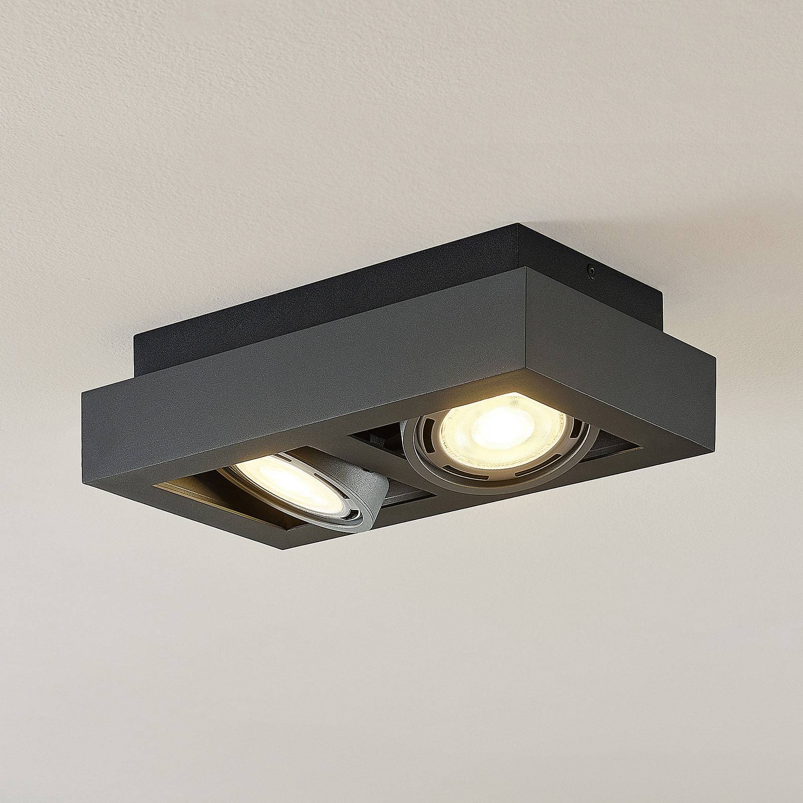 LED-kattospotti Ronka, GU10, 2-lampp., t.harmaa