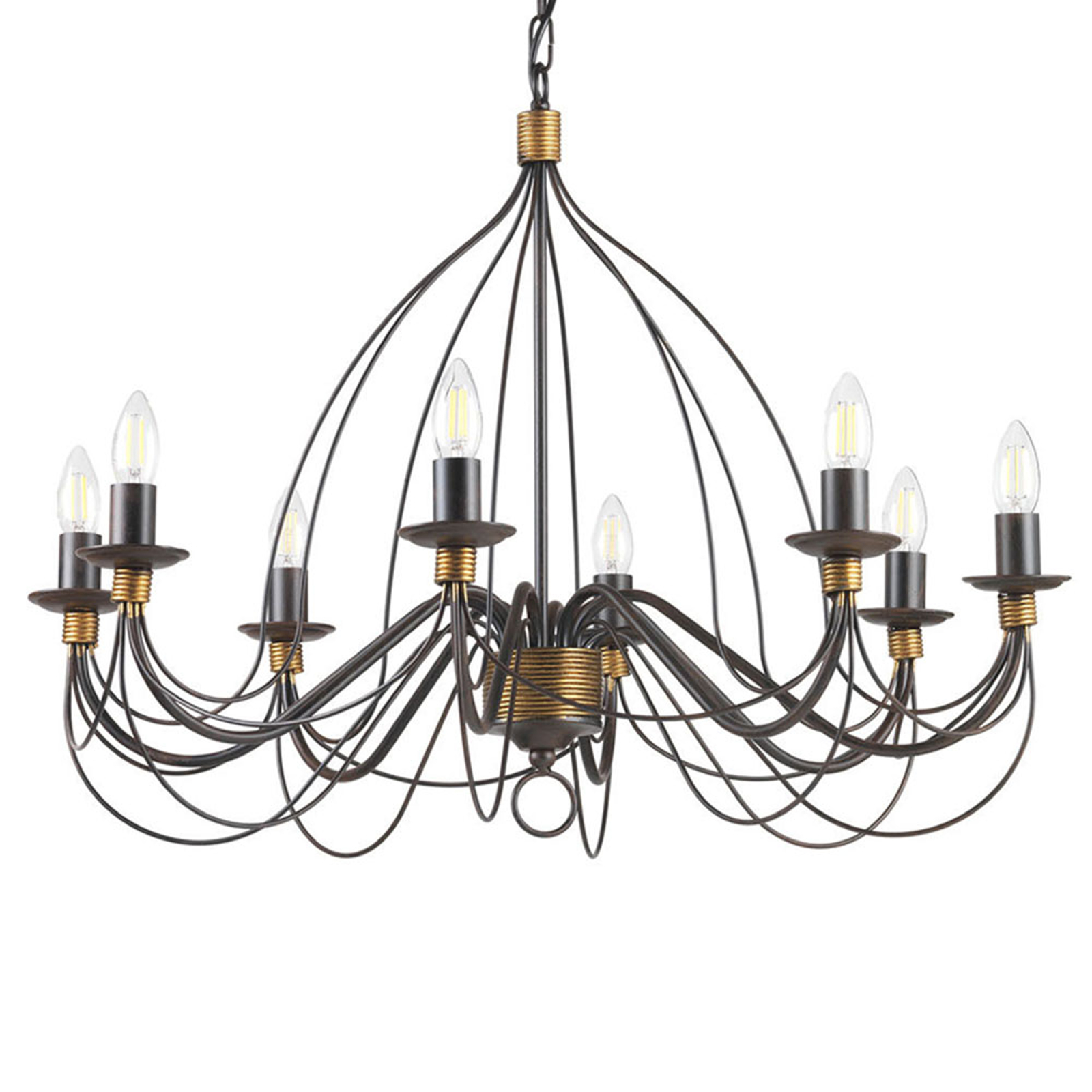 Kattokruunu Fiamma Marrone 8-lamp., ei varjostimia