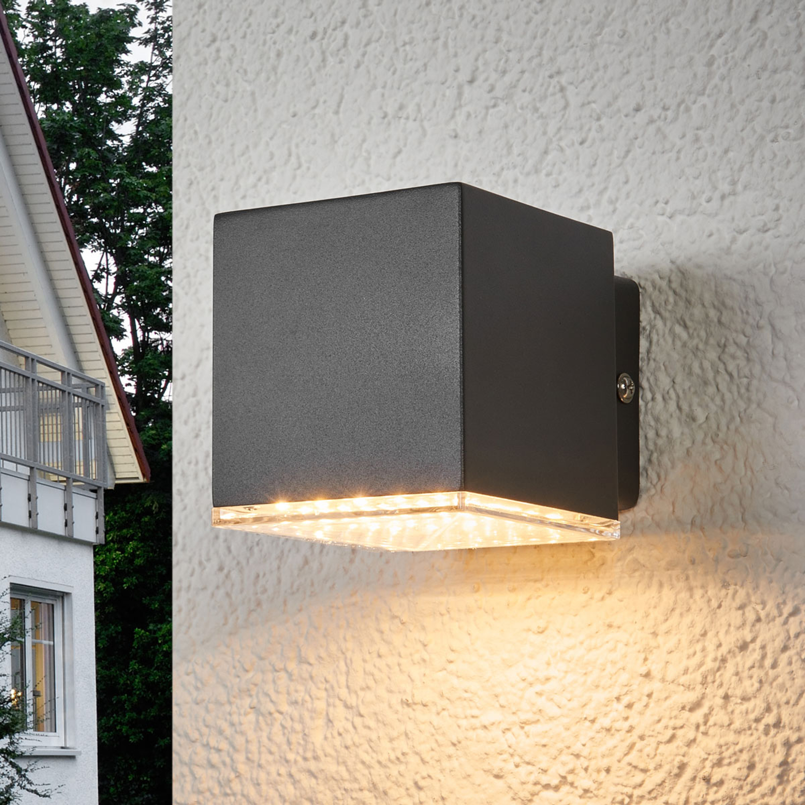Tummanharmaa LED-ulkoseinävalaisin Lydia