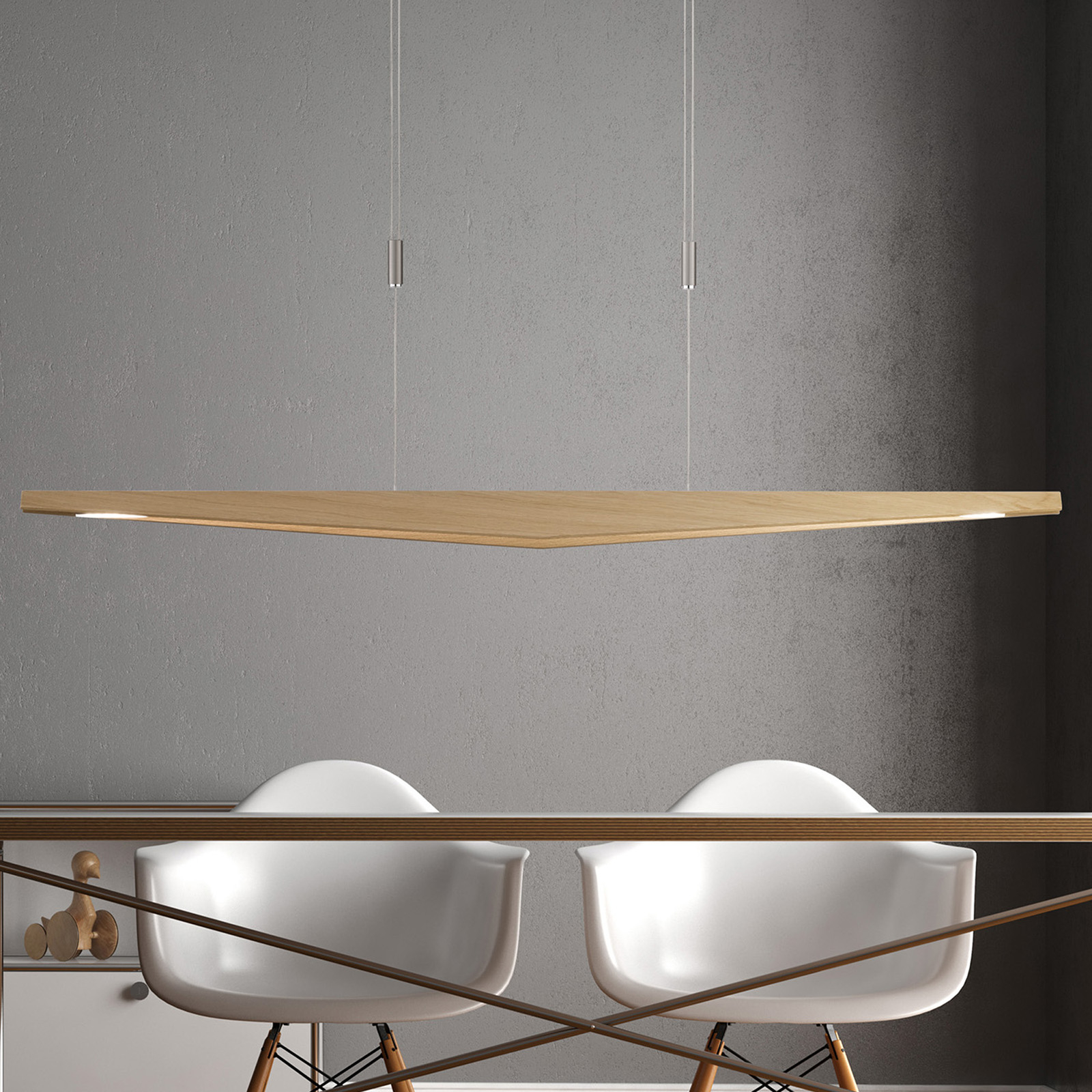 Lucande Dila -LED-riippuvalo luonnontammi, 148 cm
