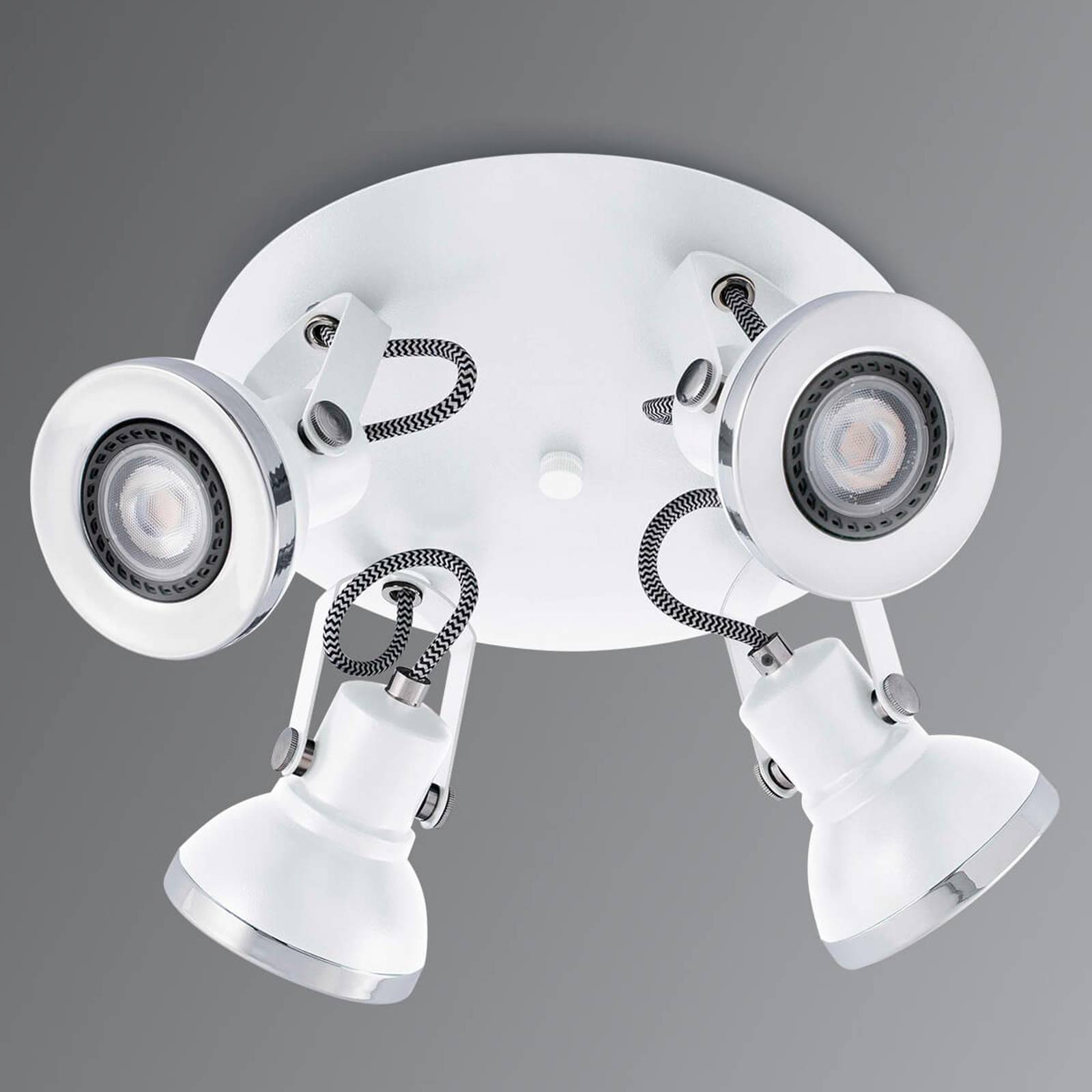 Nelilamppuinen LED-kattokohdevalo Ring, valkoinen