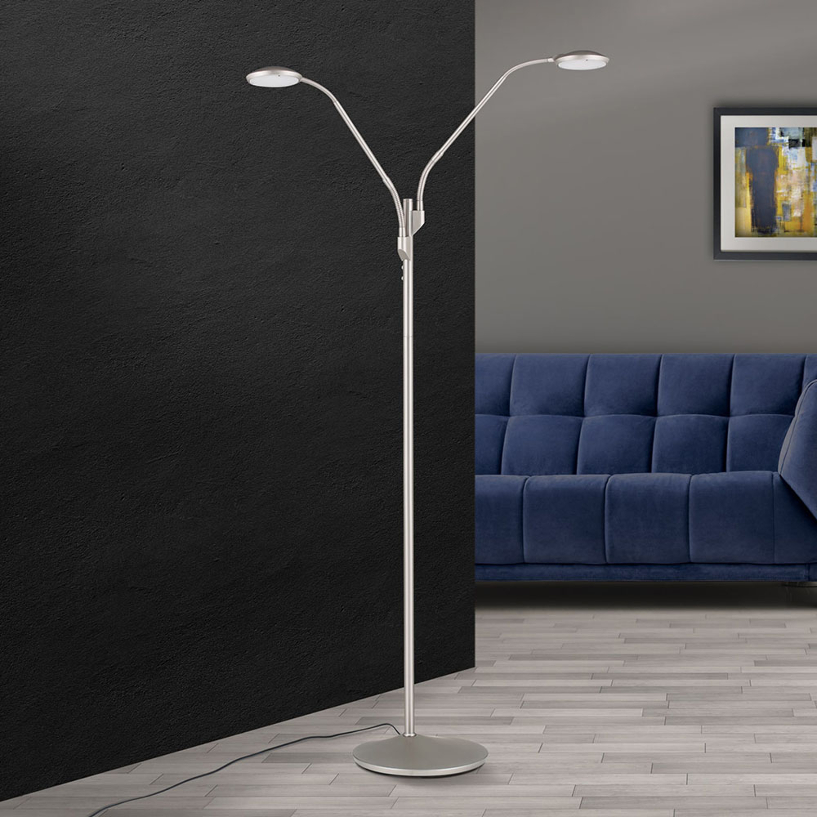 LED-lattiavalo Cobra kaksilamppuinen, mattanikkeli