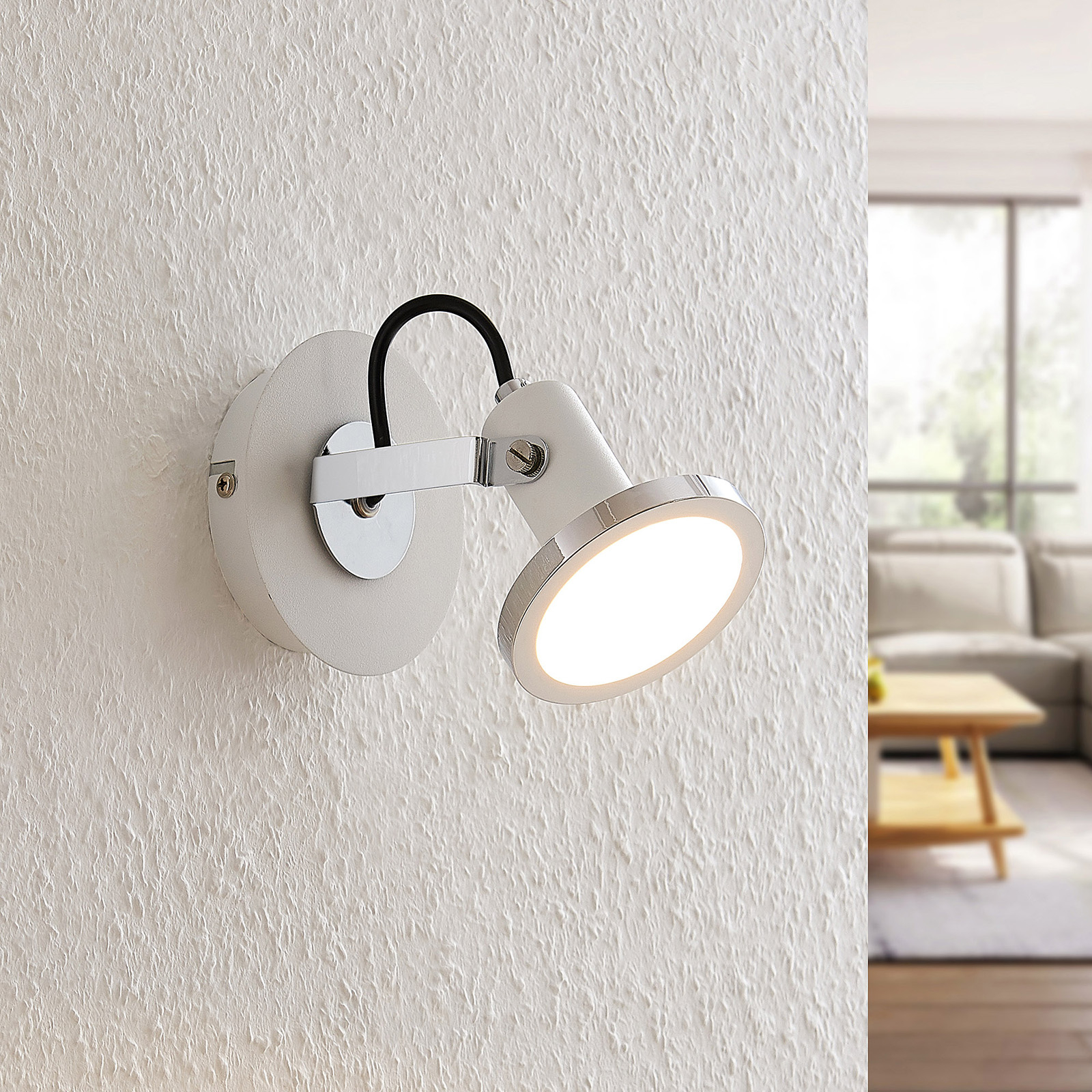 Lindby Theda -LED-kohdevalo, valkoinen, 1-lamp.