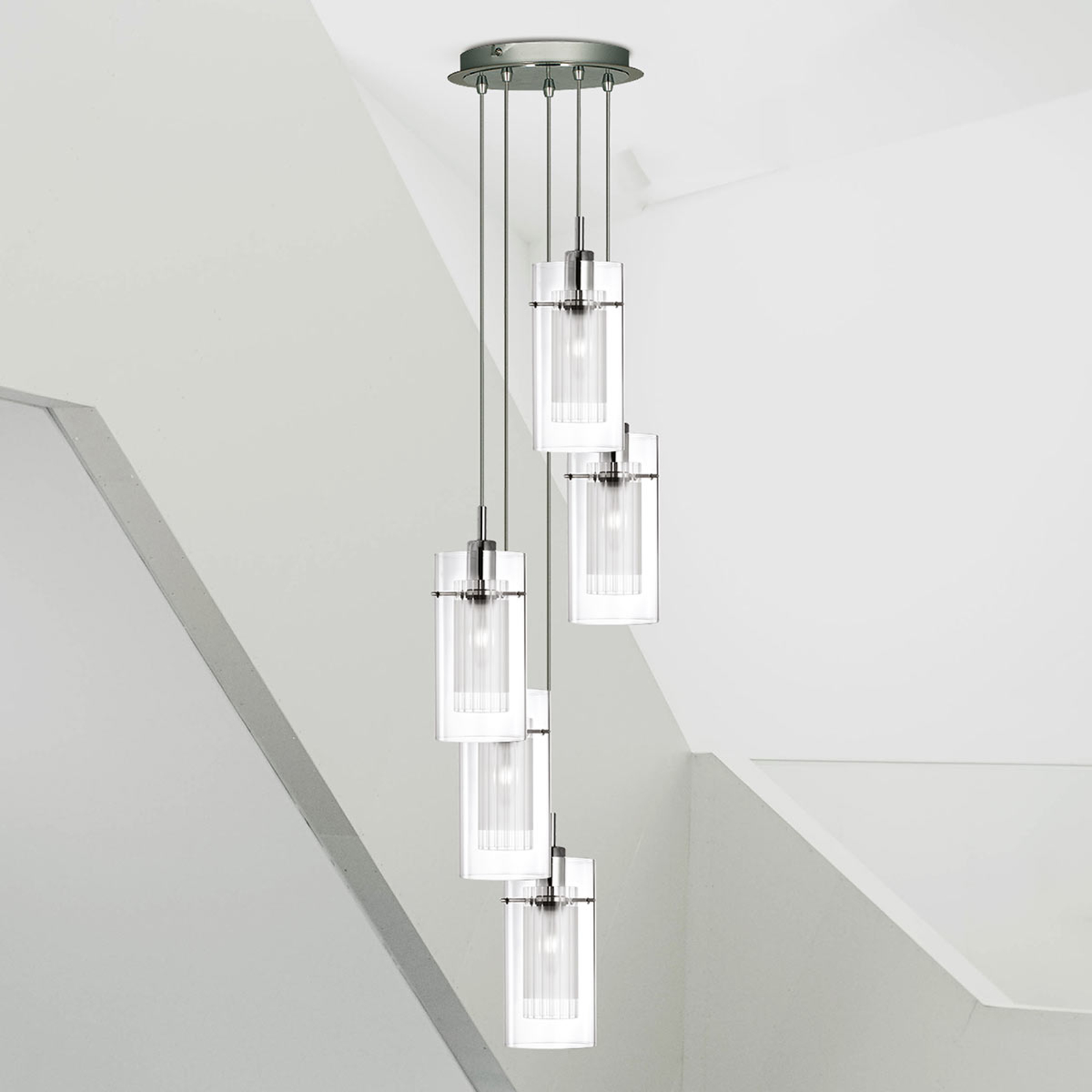 5-lamp. koristeellinen pyöreä DUO 1-riippuvalaisin