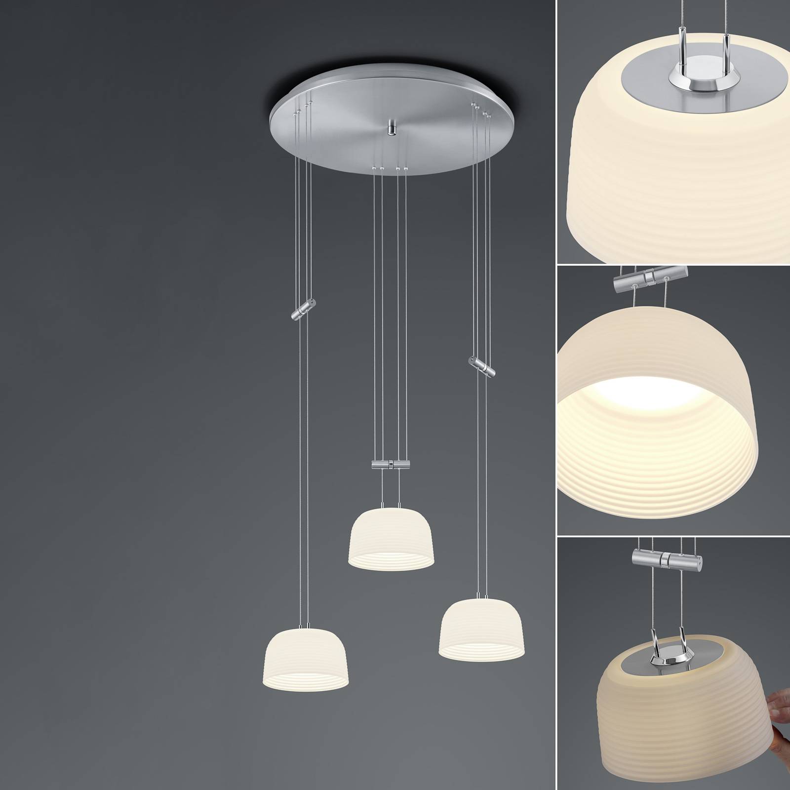 BANKAMP Nelia ZigBee 3-lamp. pyöreä nikkeli