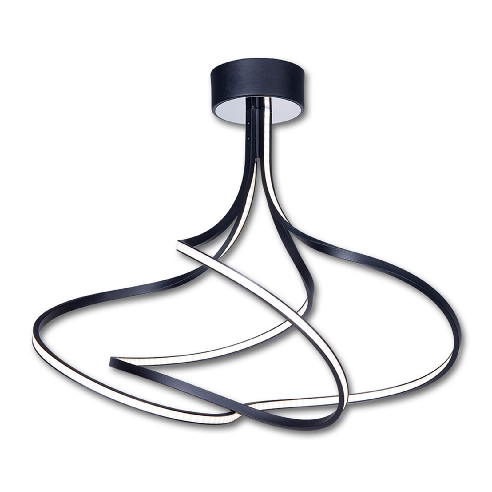 LED-kattolamppu Lungo musta, korkeus 42 cm