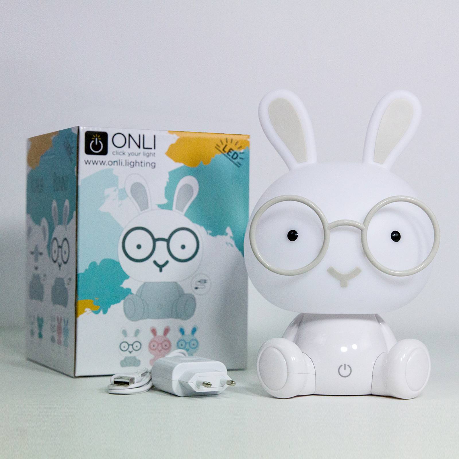 Lastenhuoneen LED-pöytälamppu Bunny, valkoinen