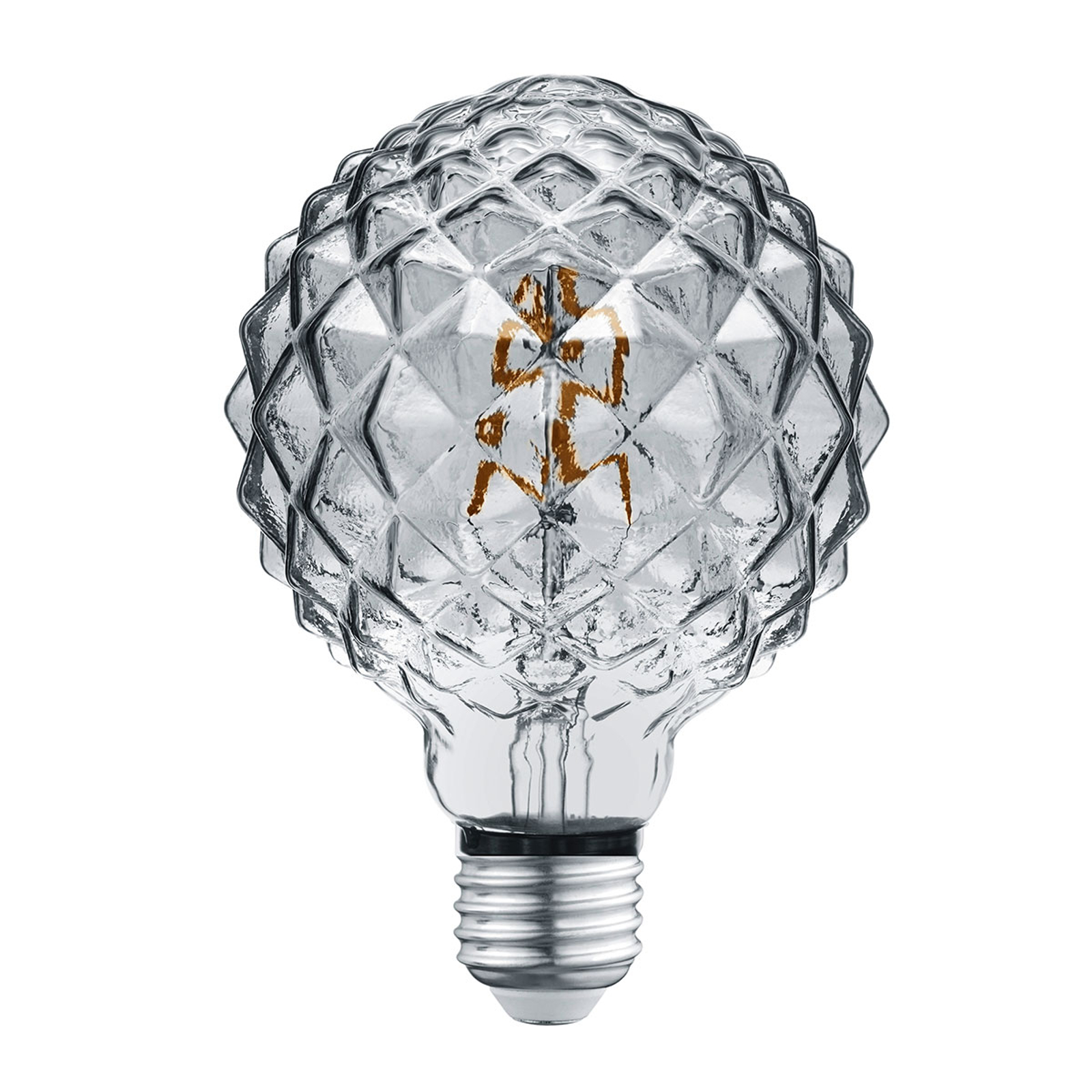 LED-globe-lamppu E27 4W 3000K, kuviolasi, savu
