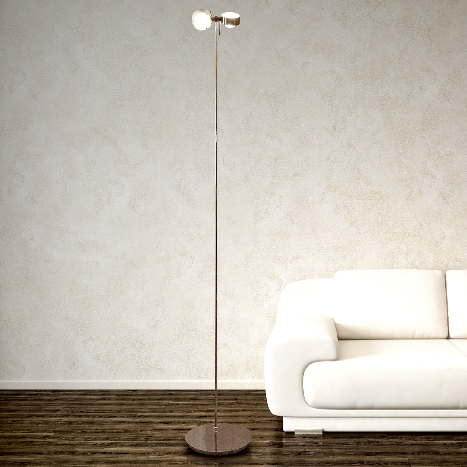 PUK FLOOR -lattiavalaisin matta kromi, 2-lamp.