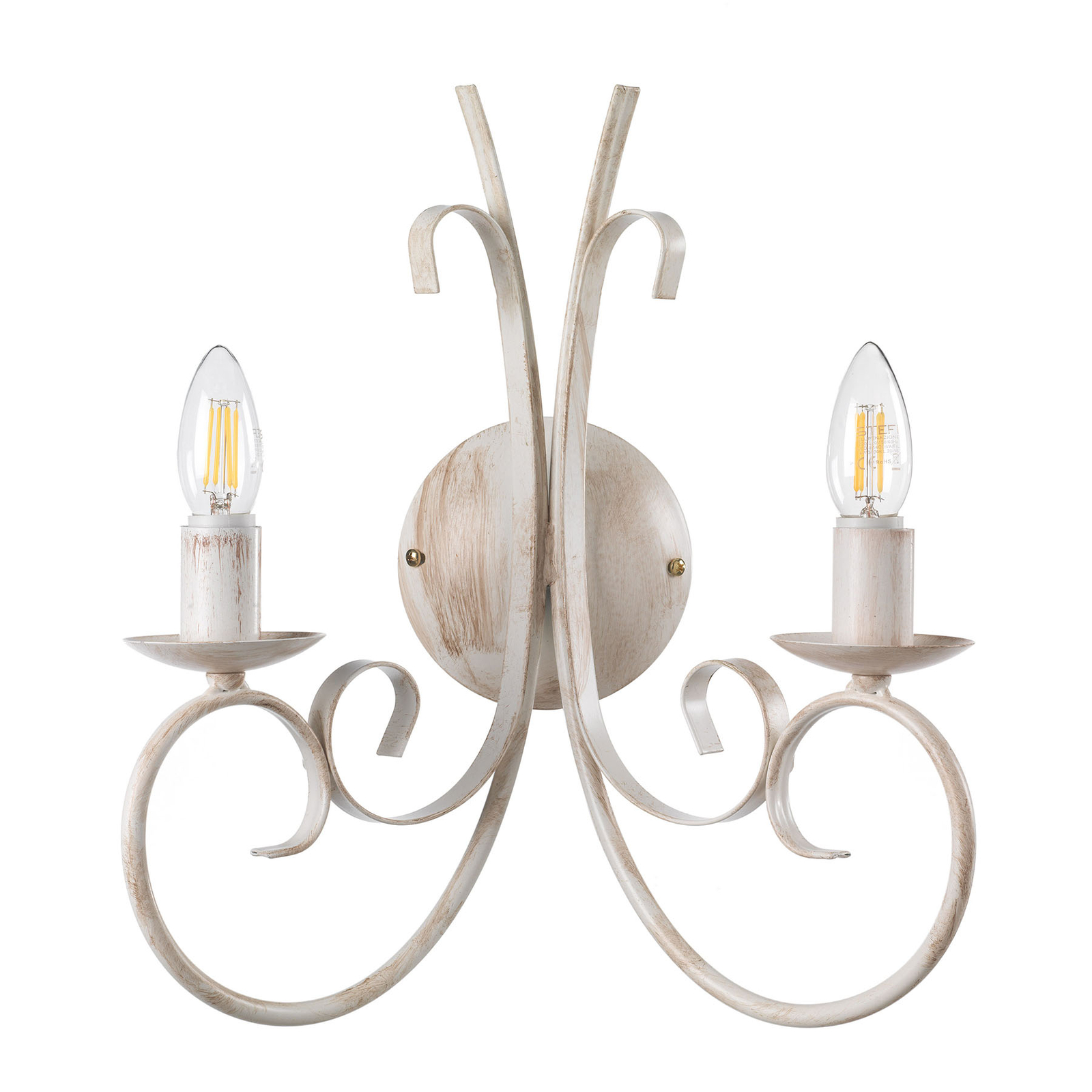 Seinävalaisin Pompei, 2-lamp., antiikki valkoinen