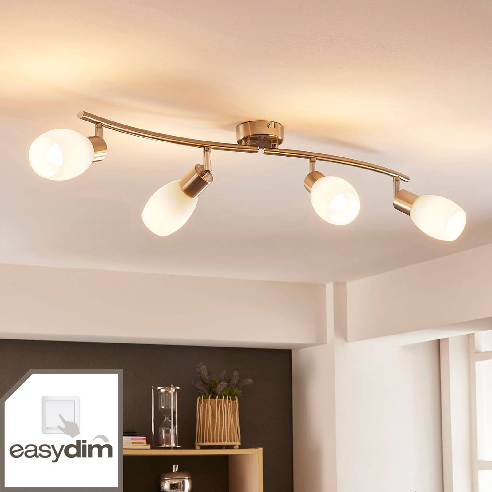 Nelilamppuinen LED-kattovalaisin Arda, easydim