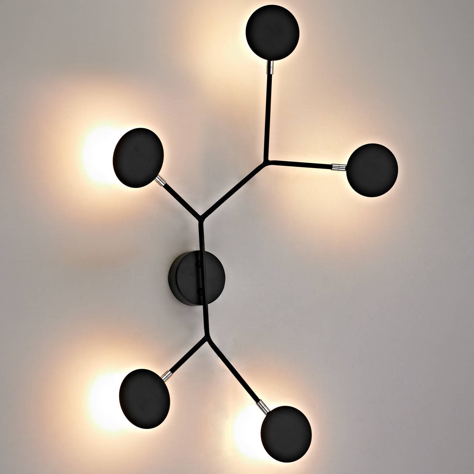 LED-seinävalaisin Belize, 5-lamppuinen, musta