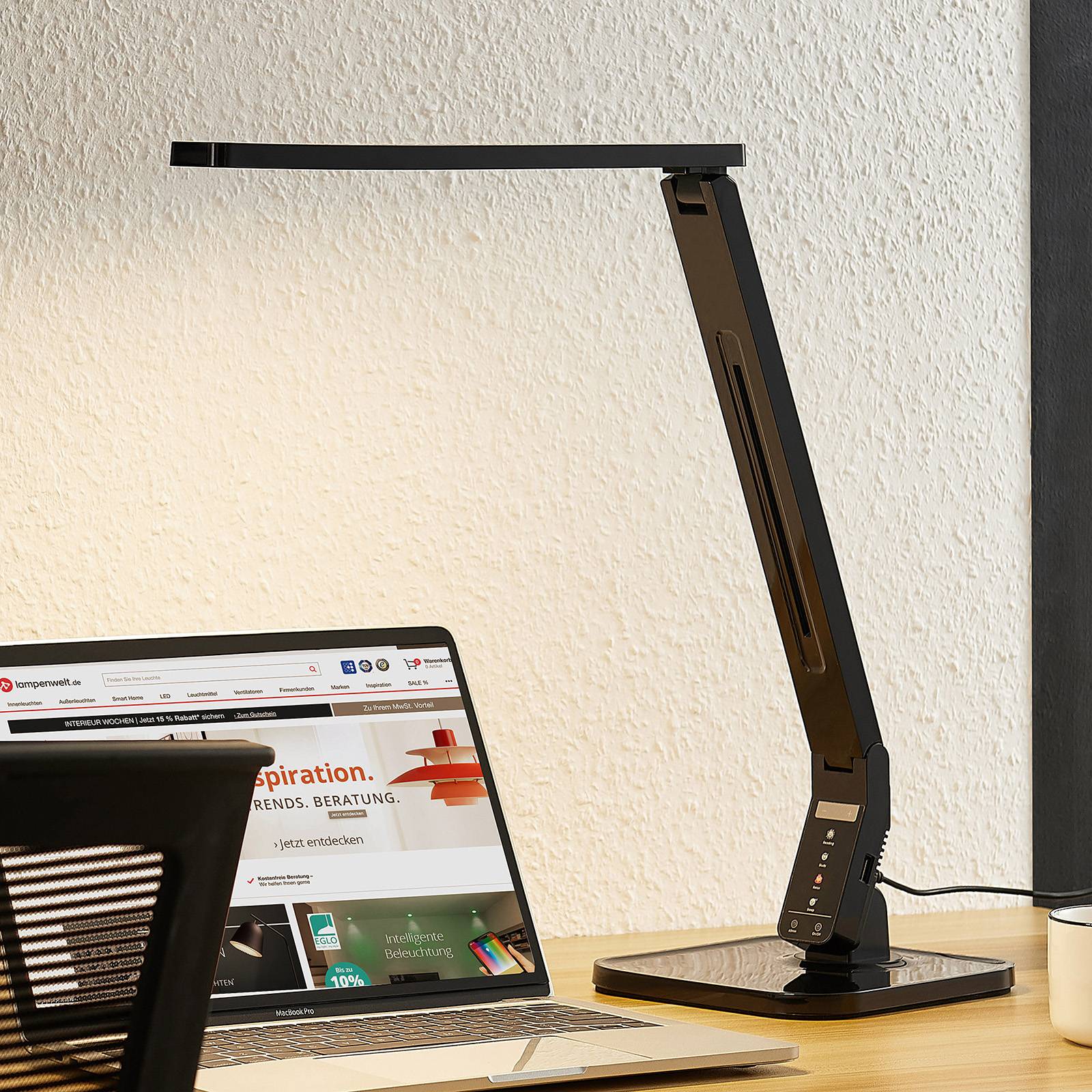 Arcchio Lianel -LED-työpöytävalaisin, musta