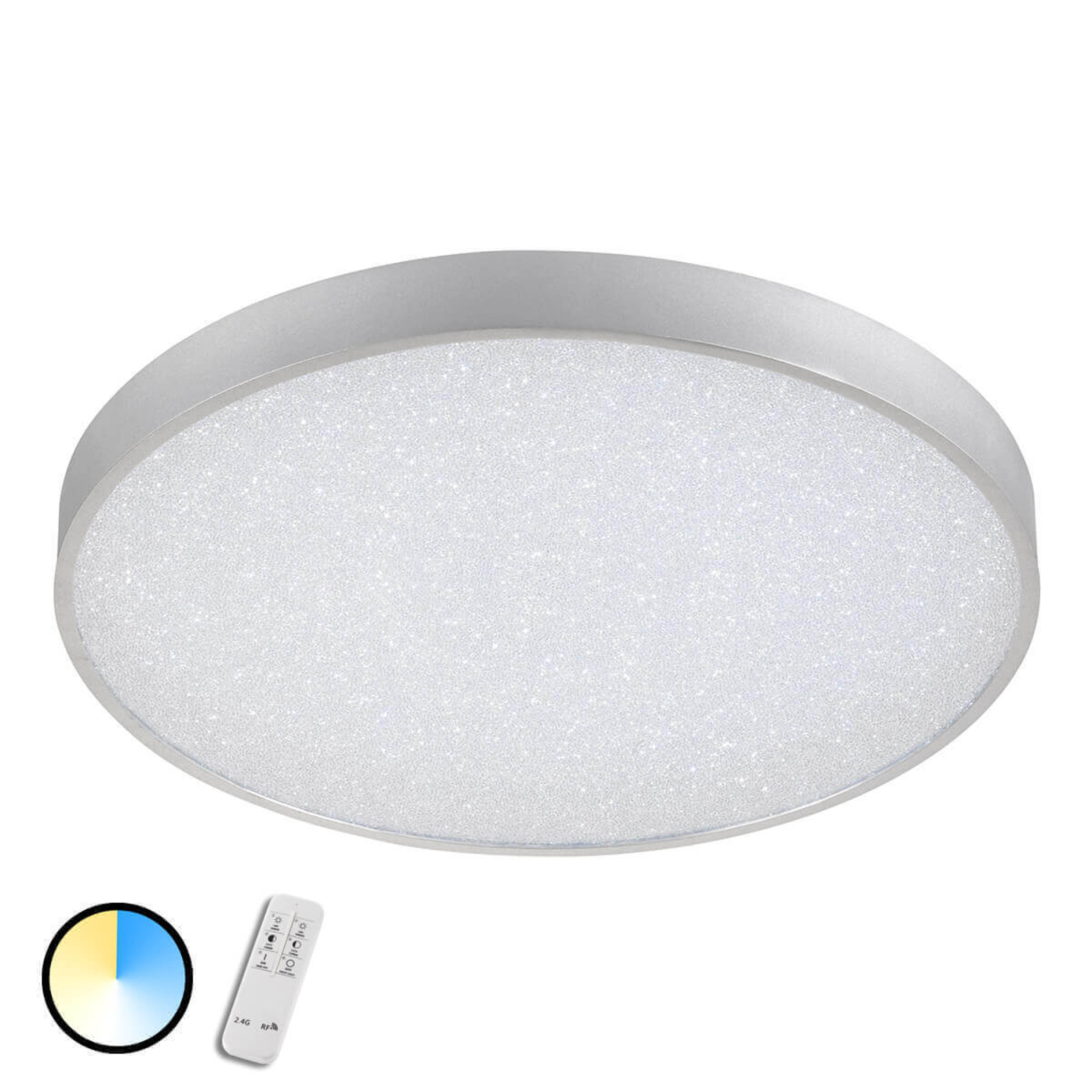 LED-kattovalaisin Glam, pyöreä, kaukosäädin
