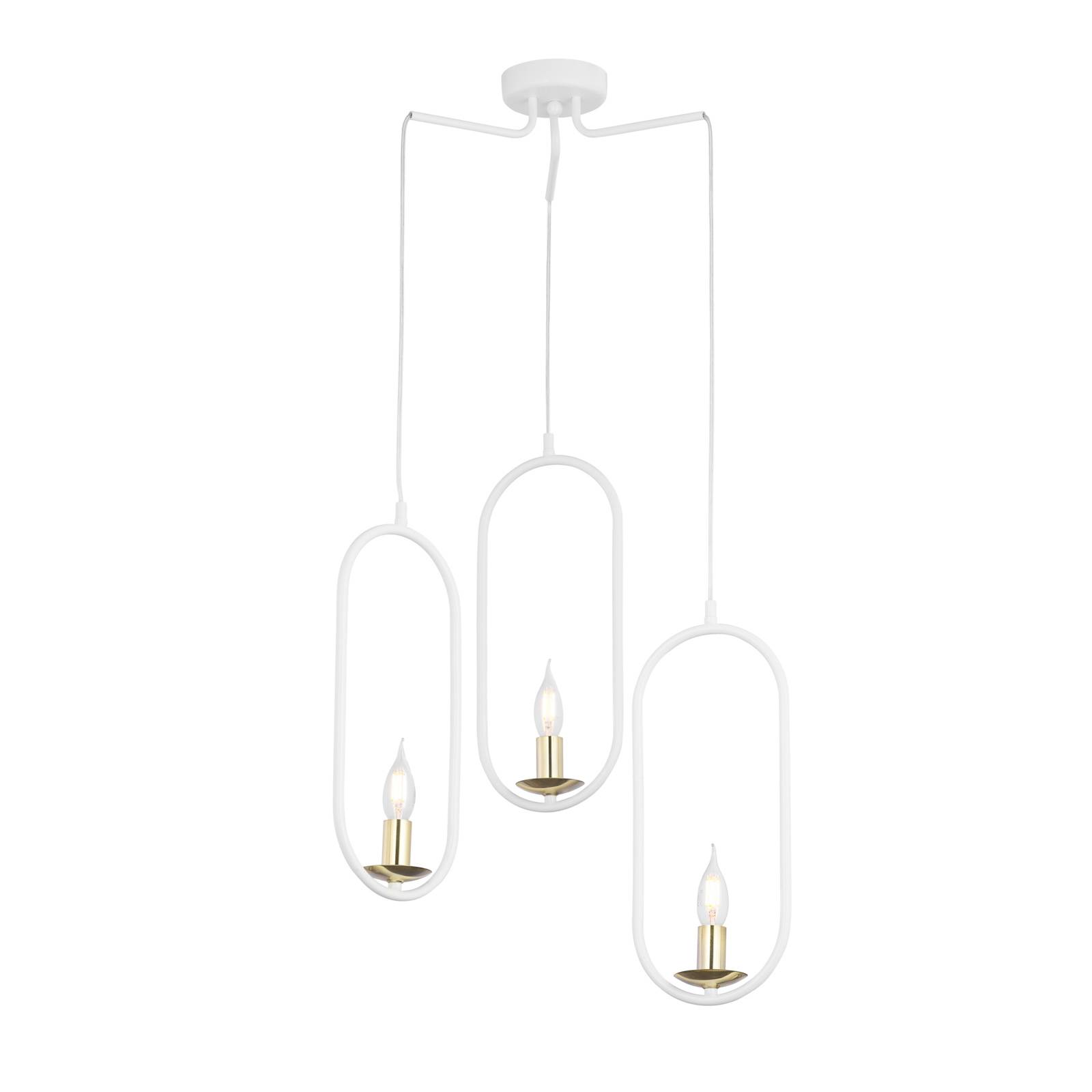 Riippuvalo Candle, 3-lamppuinen, valkoinen
