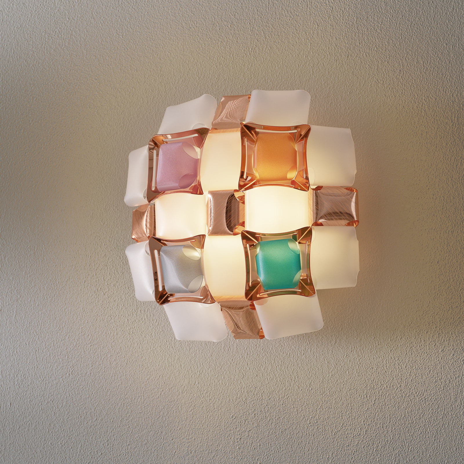 Slamp Mida -seinävalaisin, 32x32 cm, värikäs/valk.