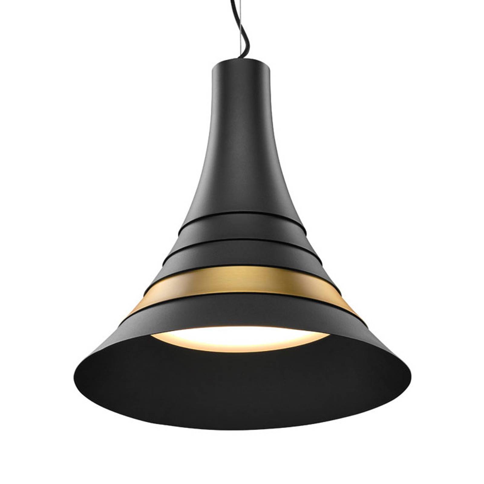 SLV Bato 45 -LED-riippuvalo musta/messinki Ø45cm