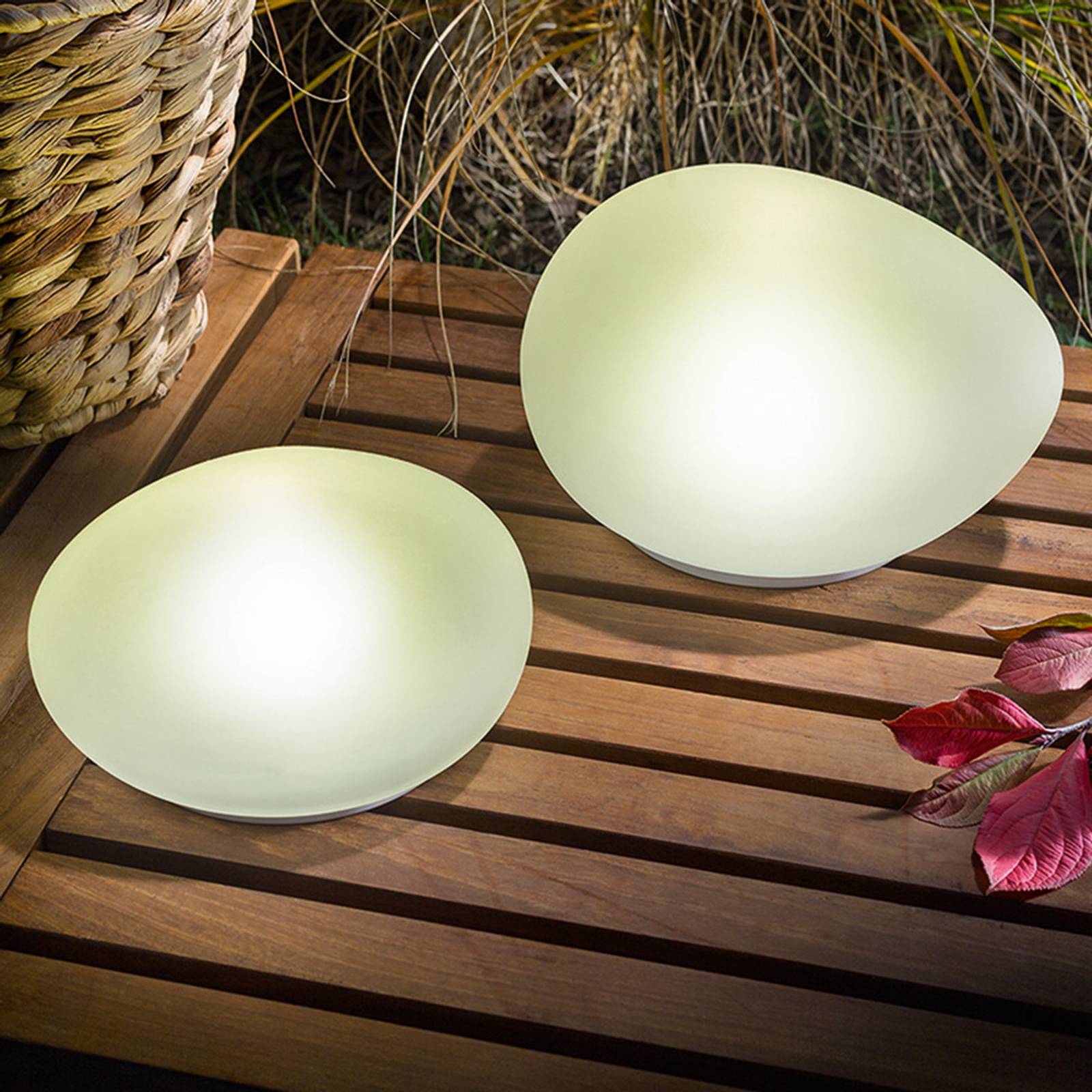 Aurinkokäyttöinen LED-koristekivi Flintstone 2 kpl