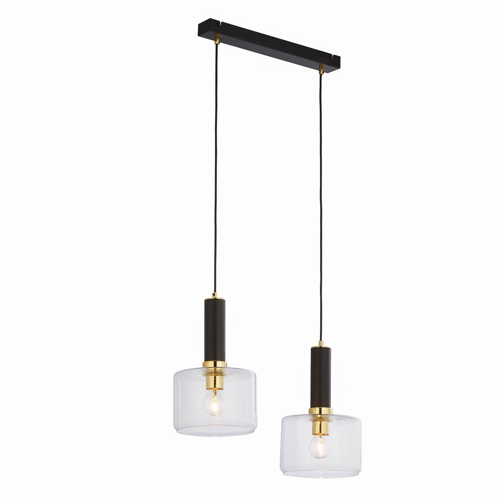 Riippuvalo Viva, kirkas/musta/messkinki, 2 lamp.