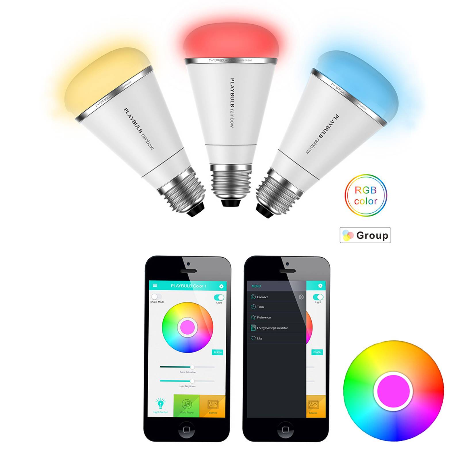 MiPow Playbulb Rainbow+ 3 x RGB-LED-lamppu E27 10W