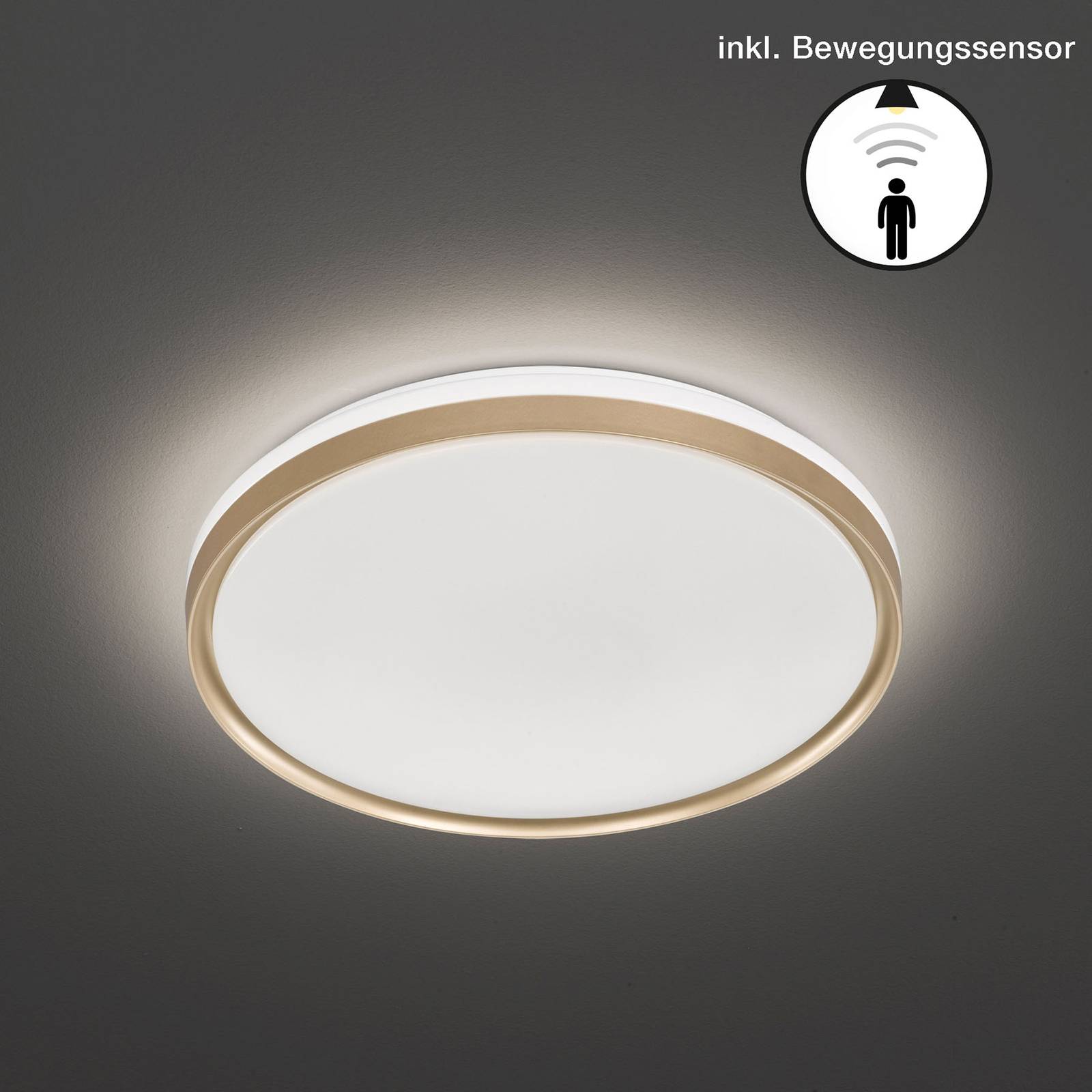 LED-kattovalaisin Jaso BS, Ø 49 cm, kulta